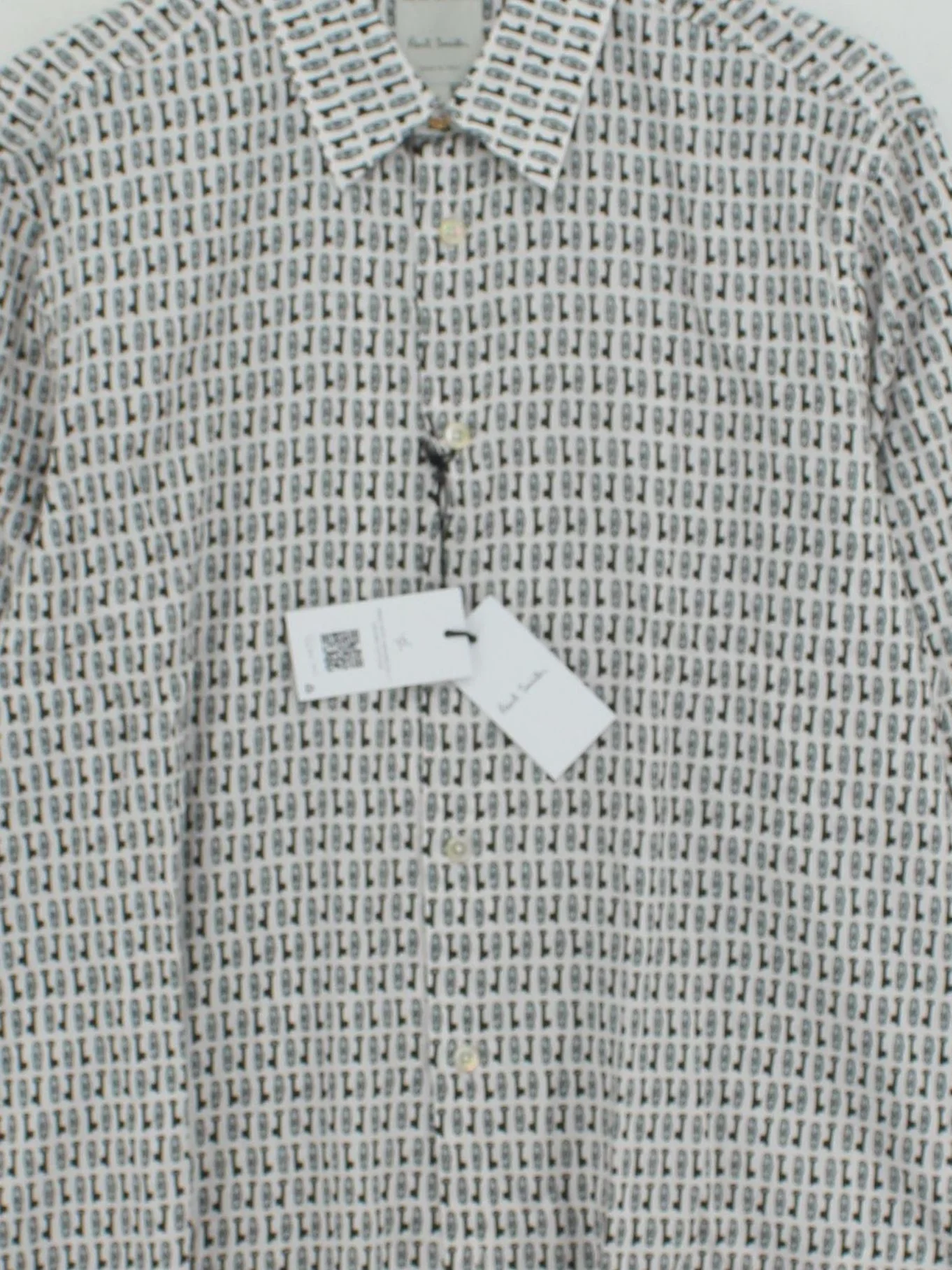 Paul Smith Men's Shirt L White Geometric 100% Cotton Basic New with tags - Image 3