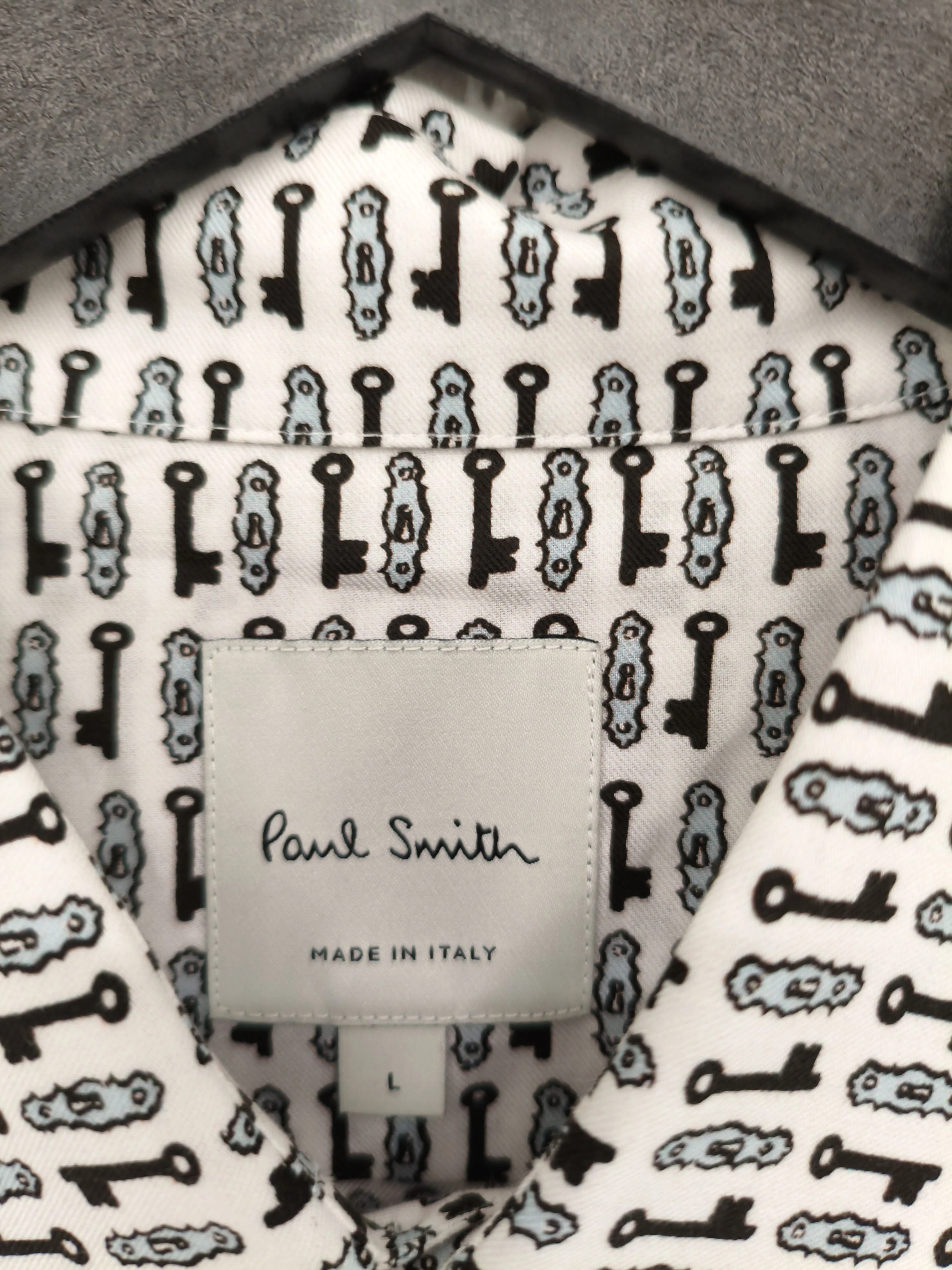 Paul Smith Men's Shirt L White Geometric 100% Cotton Basic New with tags - Image 5