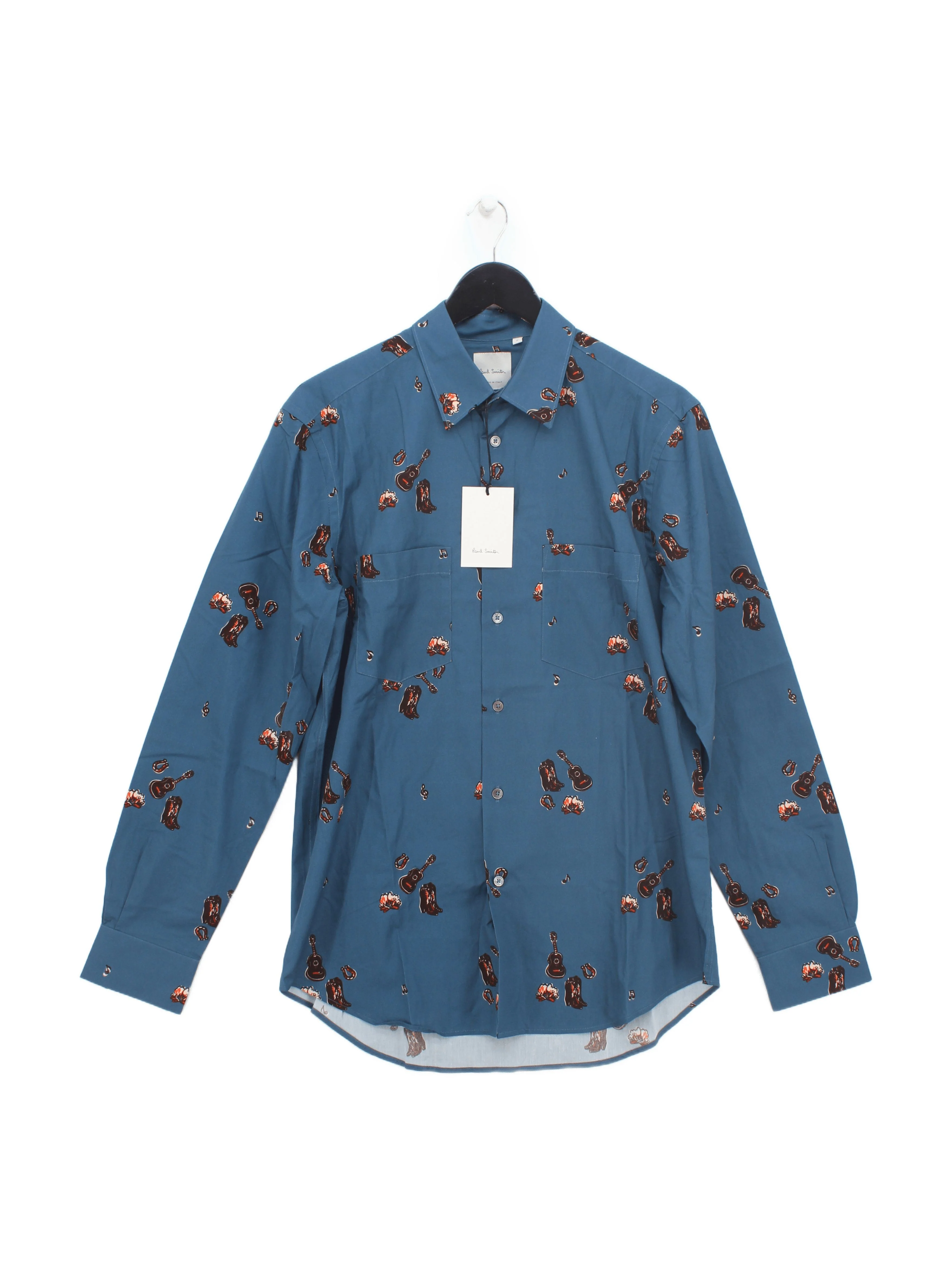 Paul Smith Men's Shirt M Blue Graphic 100% Cotton Basic New with tags