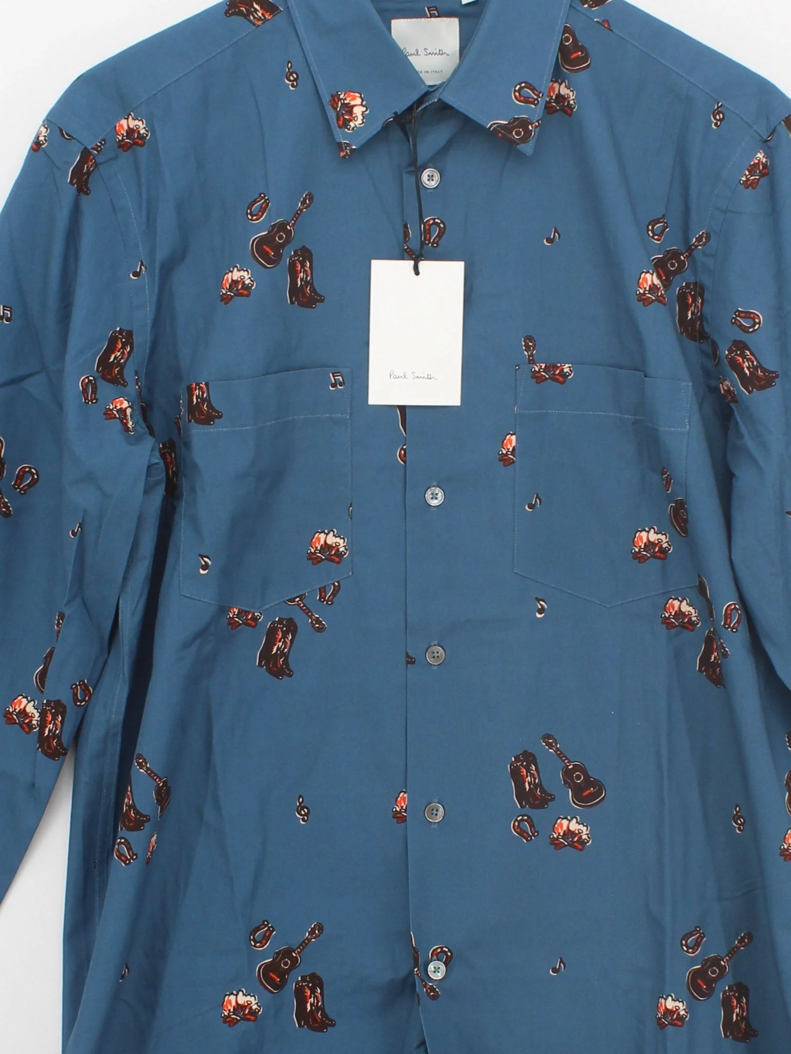 Paul Smith Men's Shirt M Blue Graphic 100% Cotton Basic New with tags - Image 3
