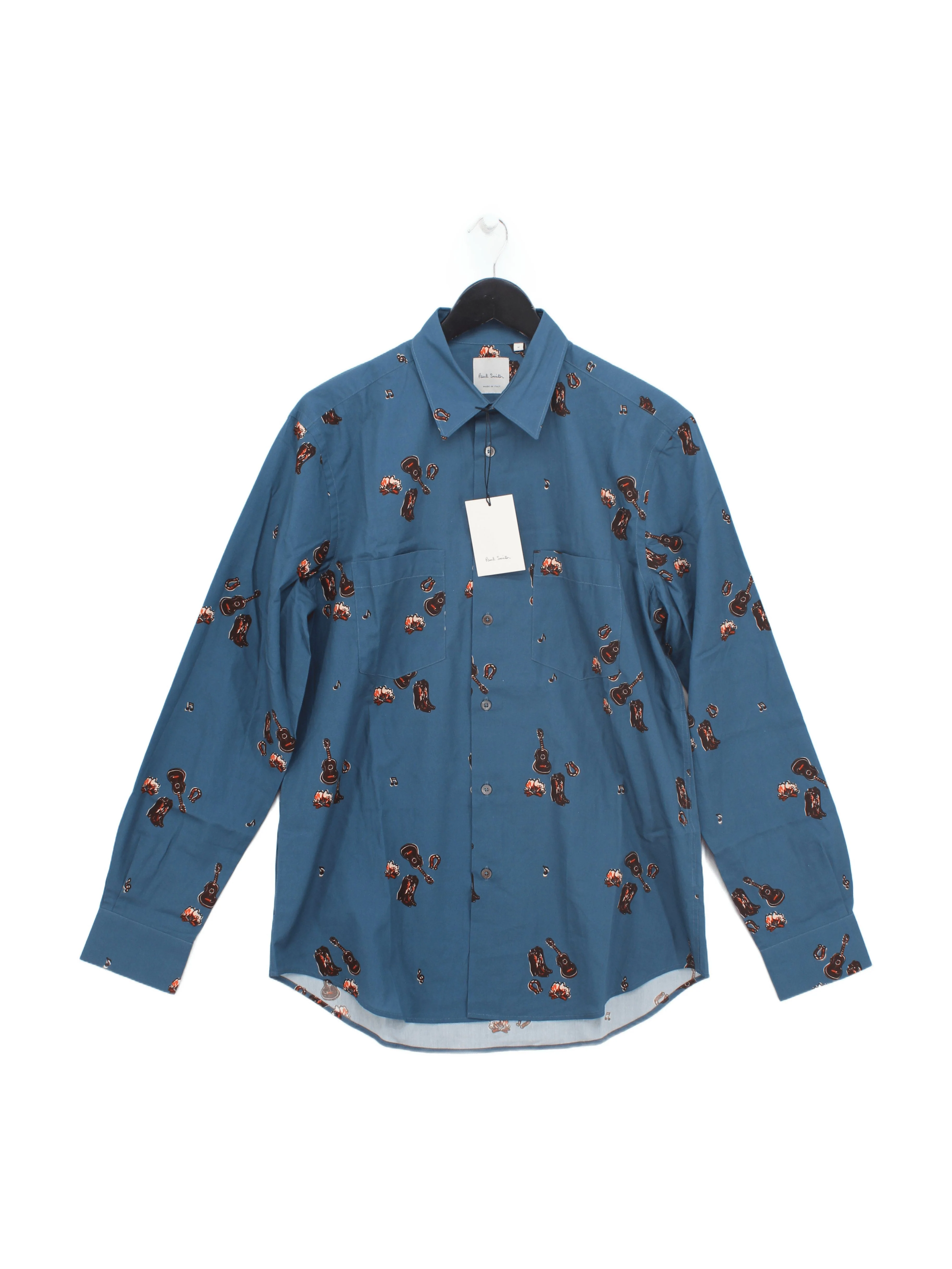 Paul Smith Men's Shirt M Blue Graphic 100% Cotton Basic New with tags