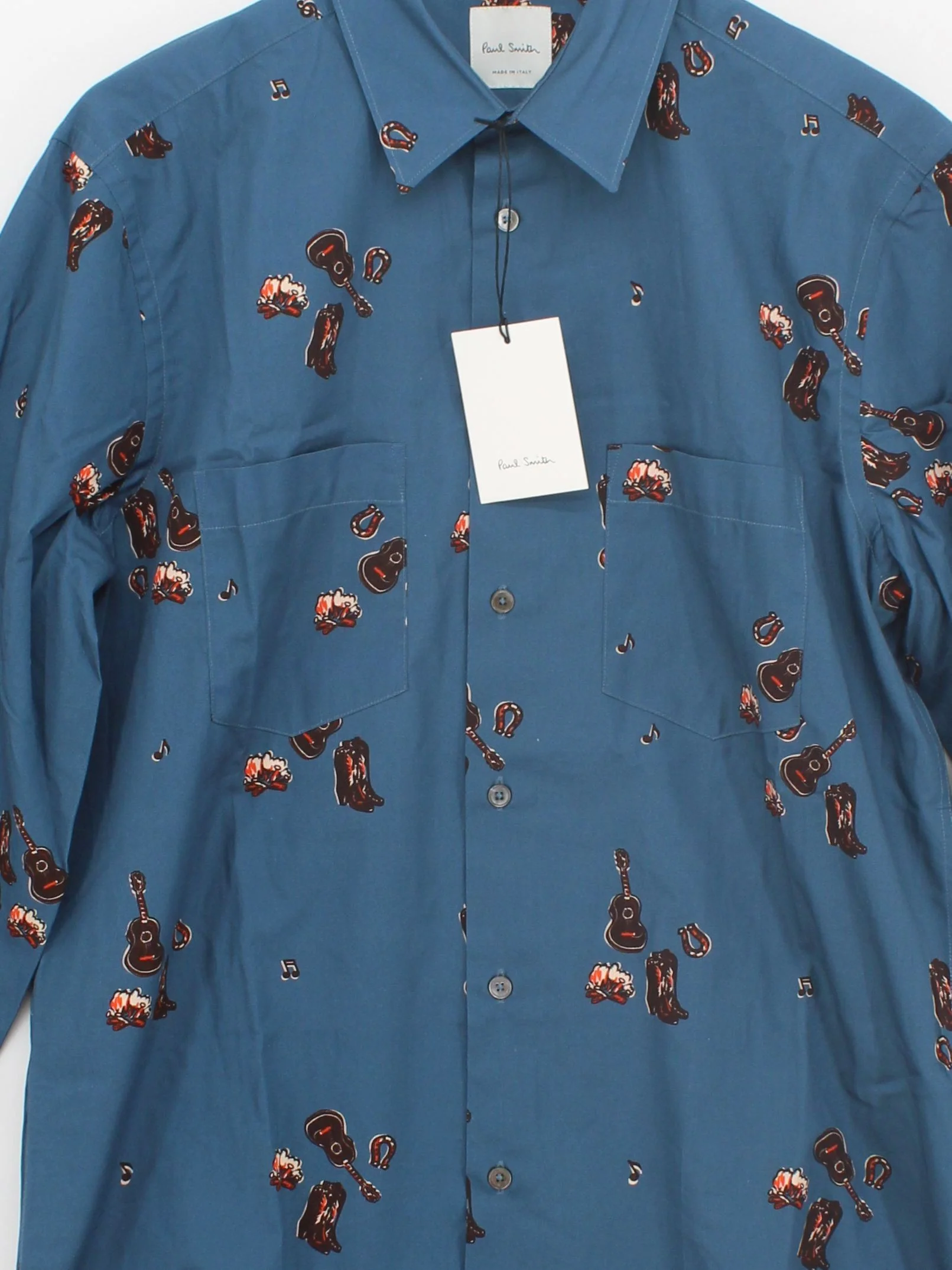 Paul Smith Men's Shirt M Blue Graphic 100% Cotton Basic New with tags - Image 3