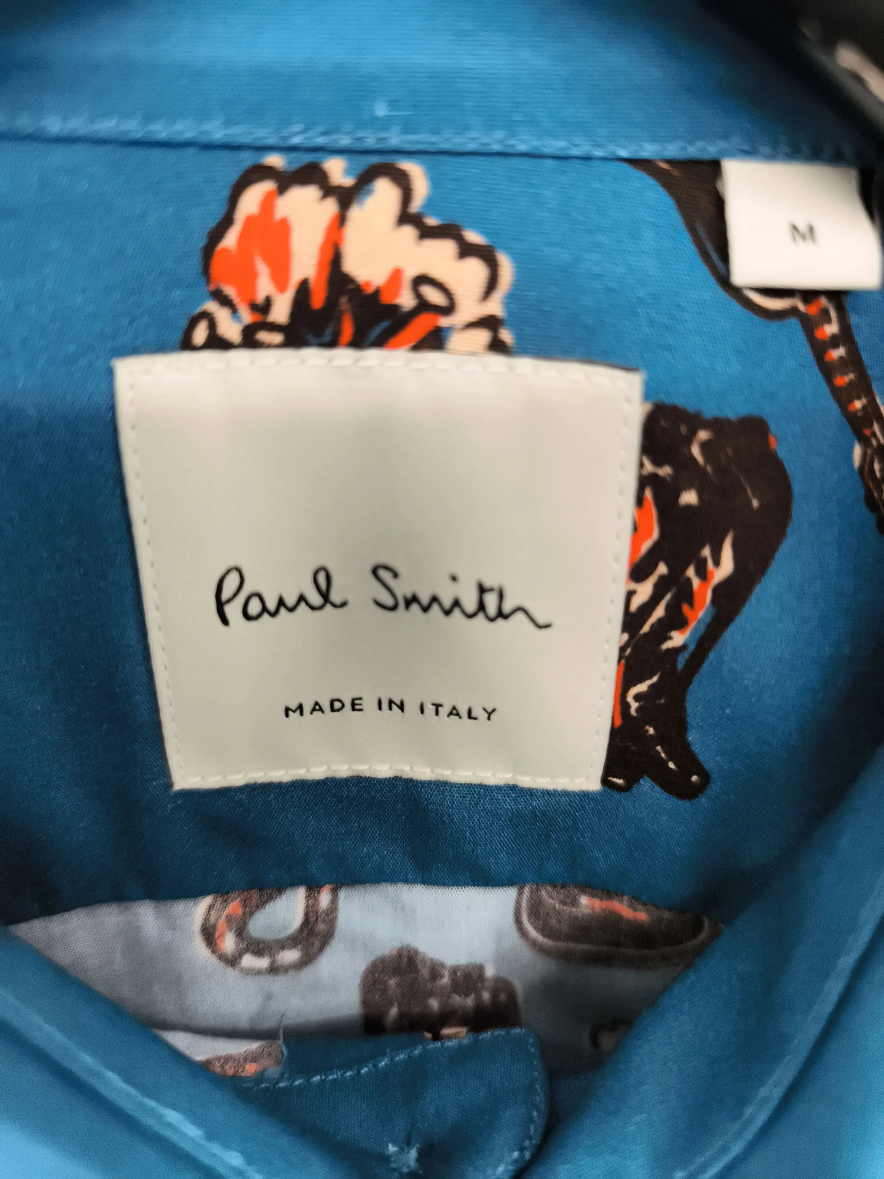 Paul Smith Men's Shirt M Blue Graphic 100% Cotton Basic New with tags - Image 6