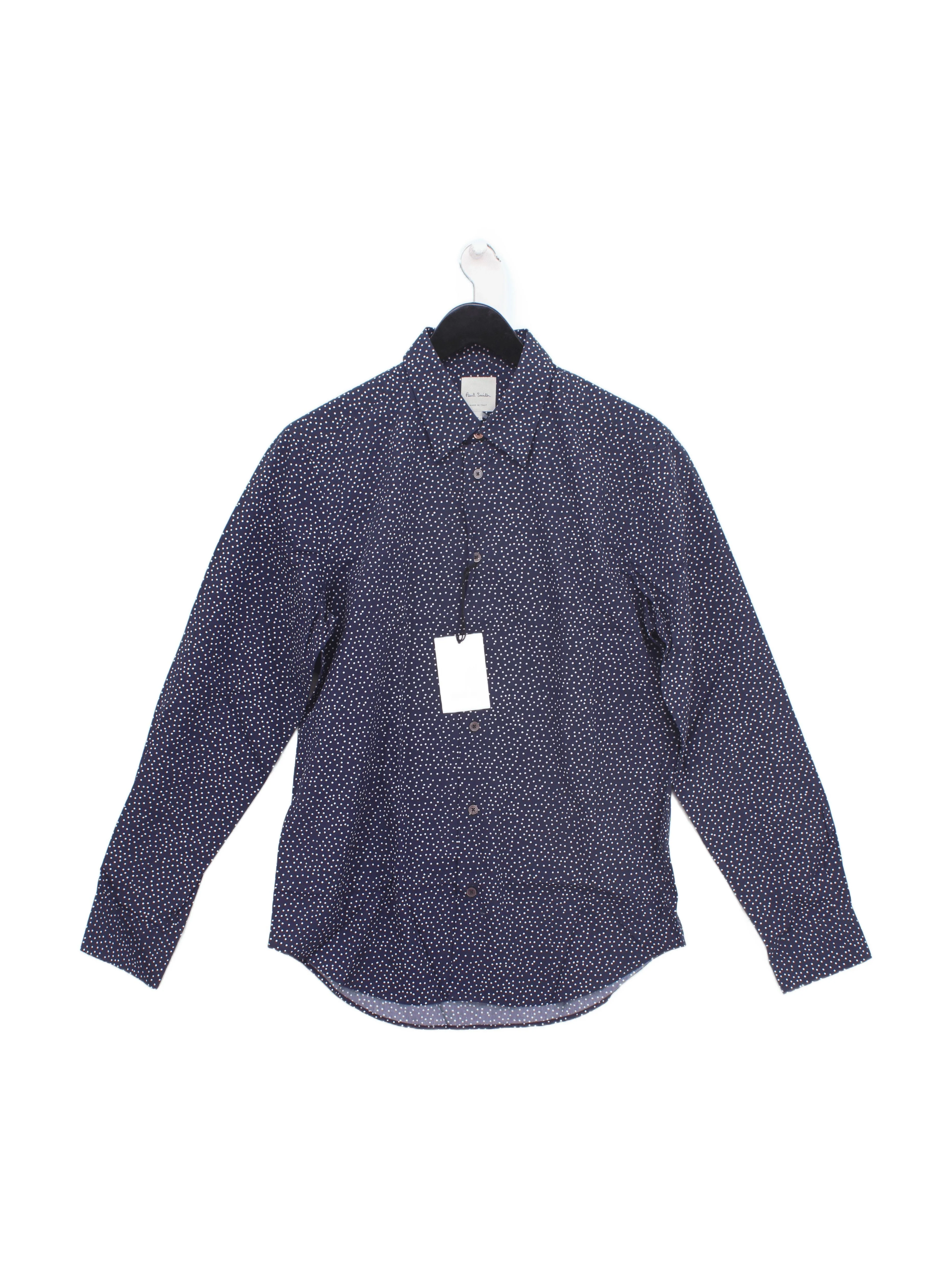 Paul Smith Men's Shirt M Blue Polkadot 100% Cotton Basic New with tags
