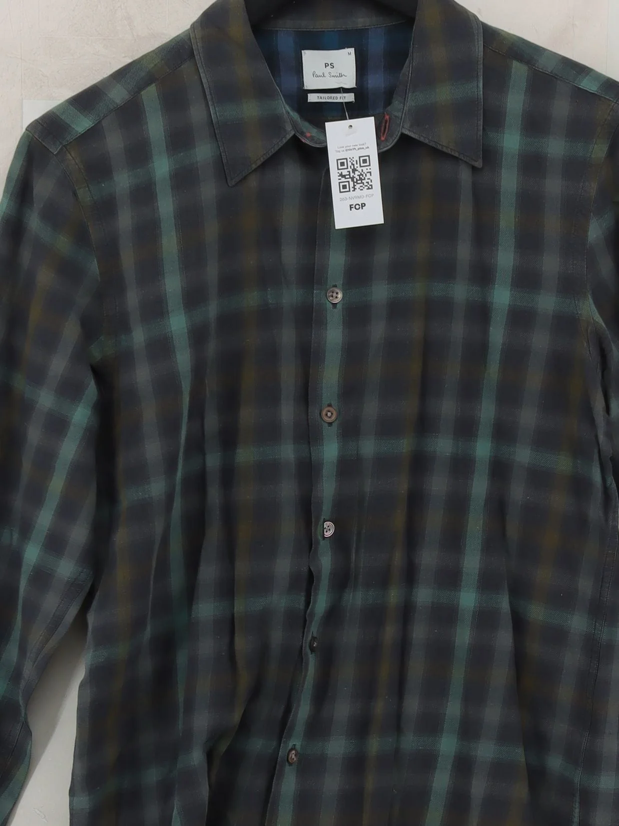 Paul Smith Men's Shirt M Multi Checkered Cotton with Linen Basic - Image 3