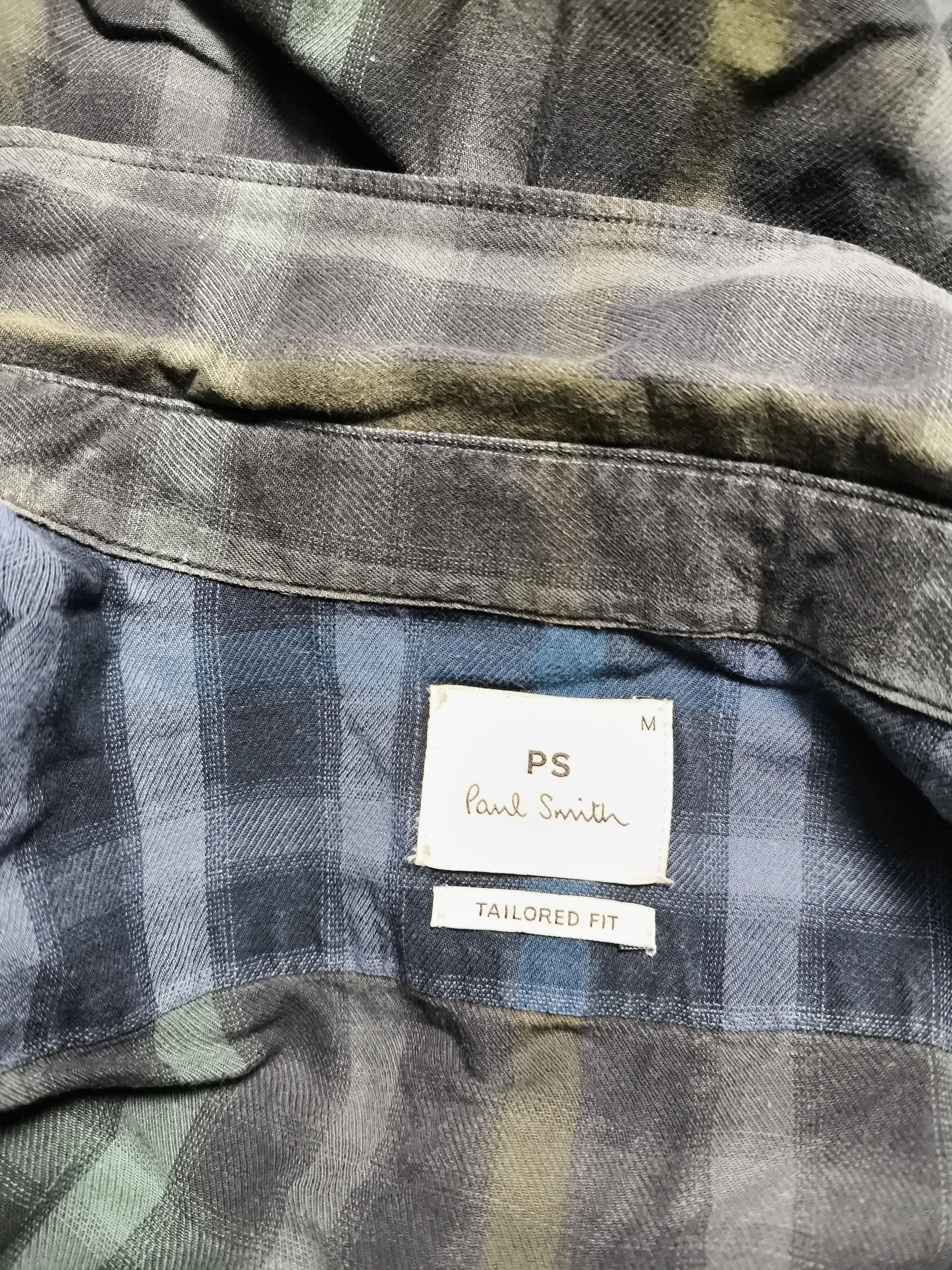 Paul Smith Men's Shirt M Multi Checkered Cotton with Linen Basic - Image 5