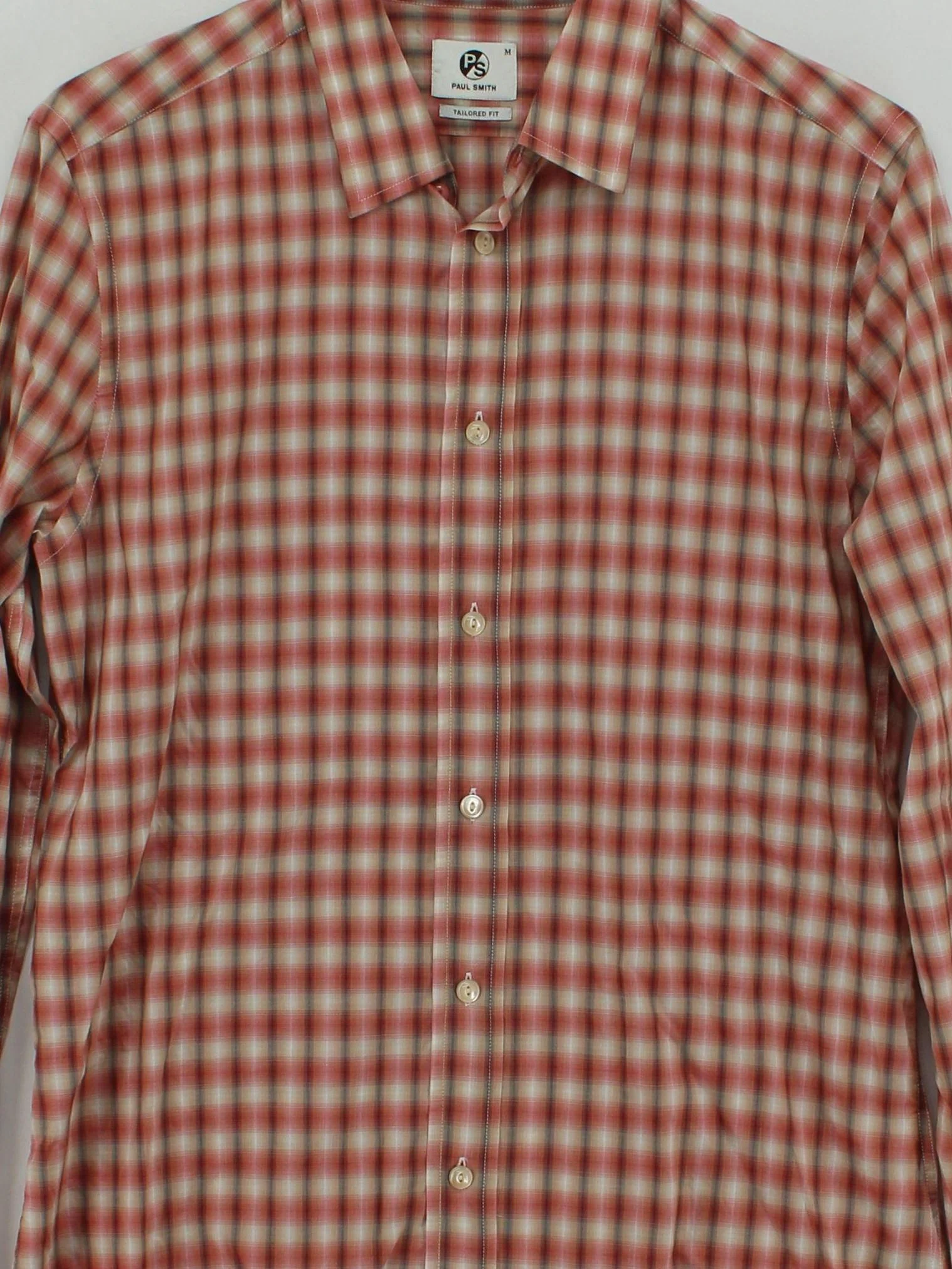 Paul Smith Men's Shirt M Pink Checkered 100% Cotton Basic New with tags - Image 3