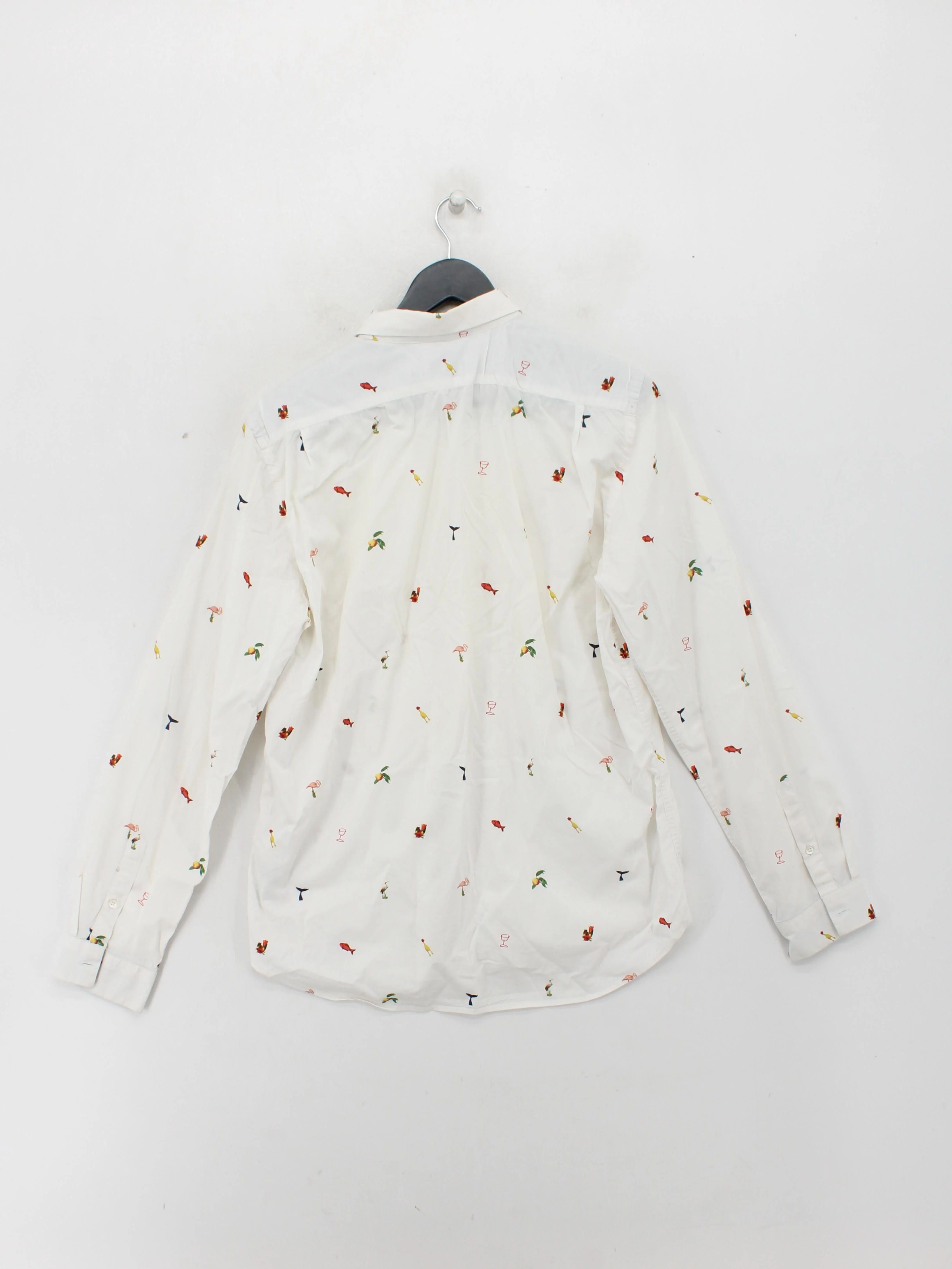Paul Smith Men's Shirt M White Graphic Cotton with Elastane Basic - Image 2