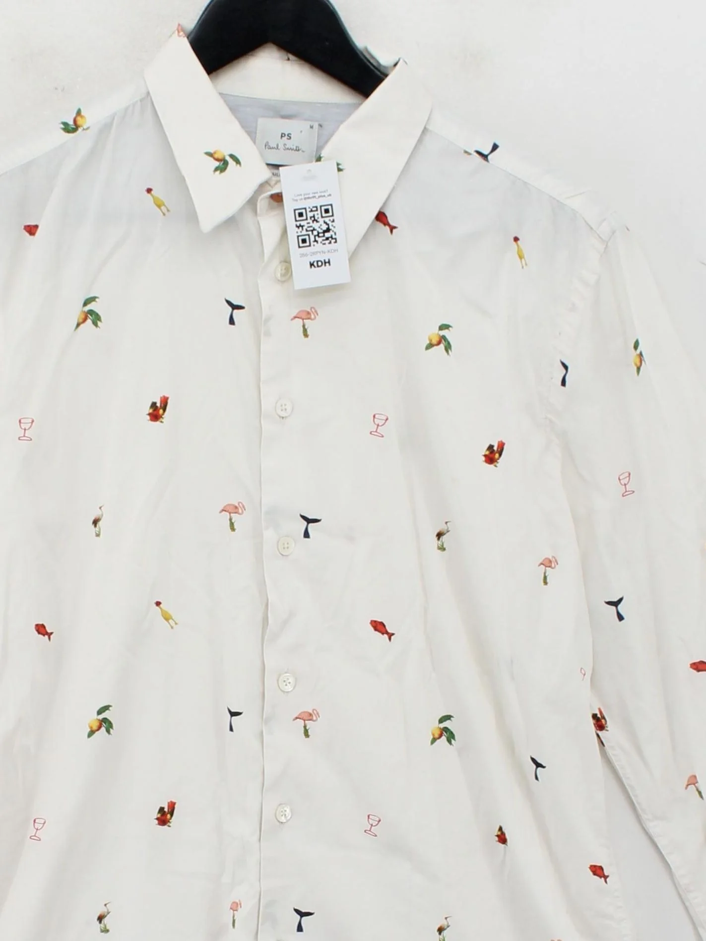 Paul Smith Men's Shirt M White Graphic Cotton with Elastane Basic - Image 3