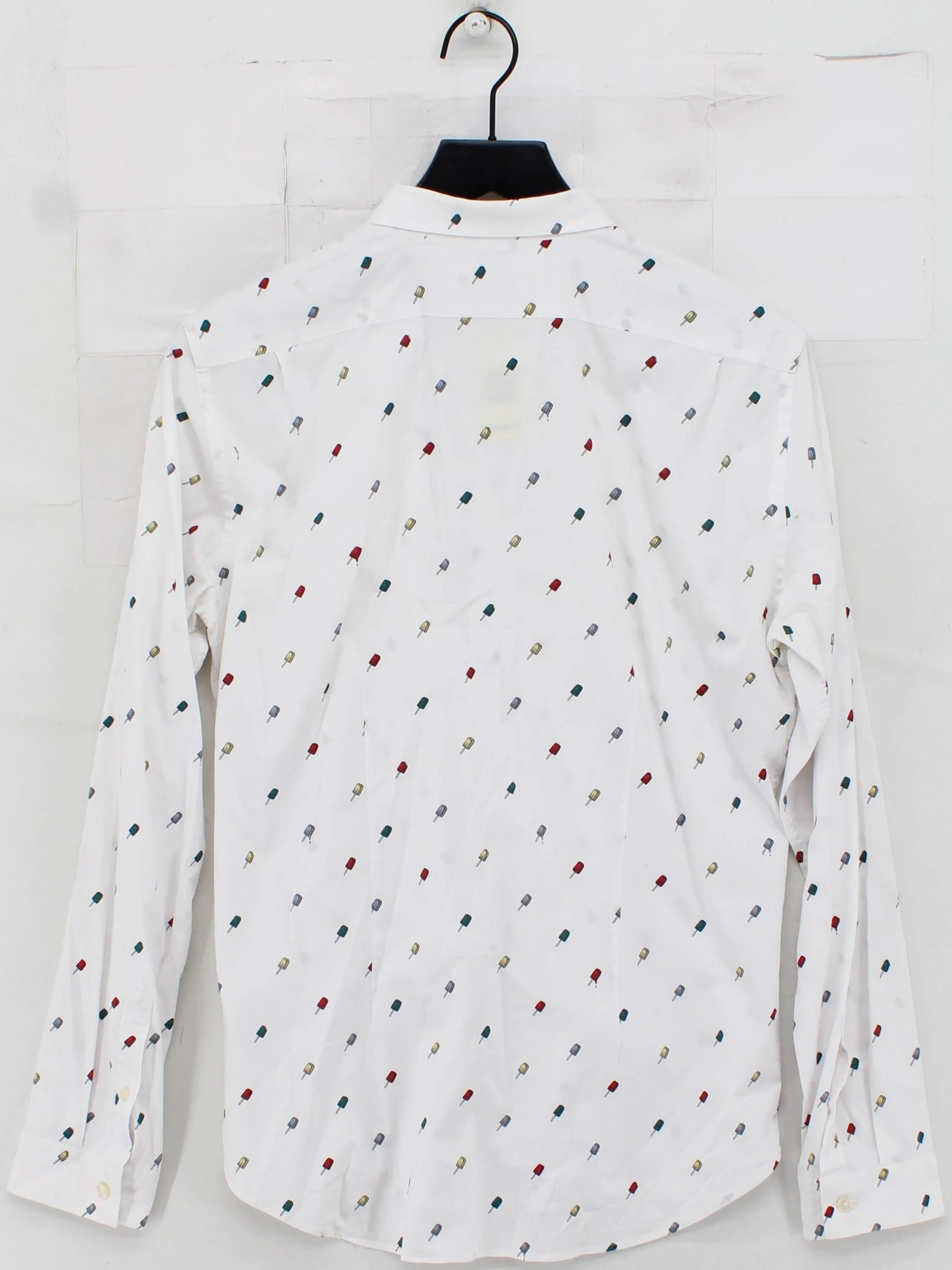 Paul Smith Men's Shirt M White Graphic Cotton with Elastane Basic - Image 2