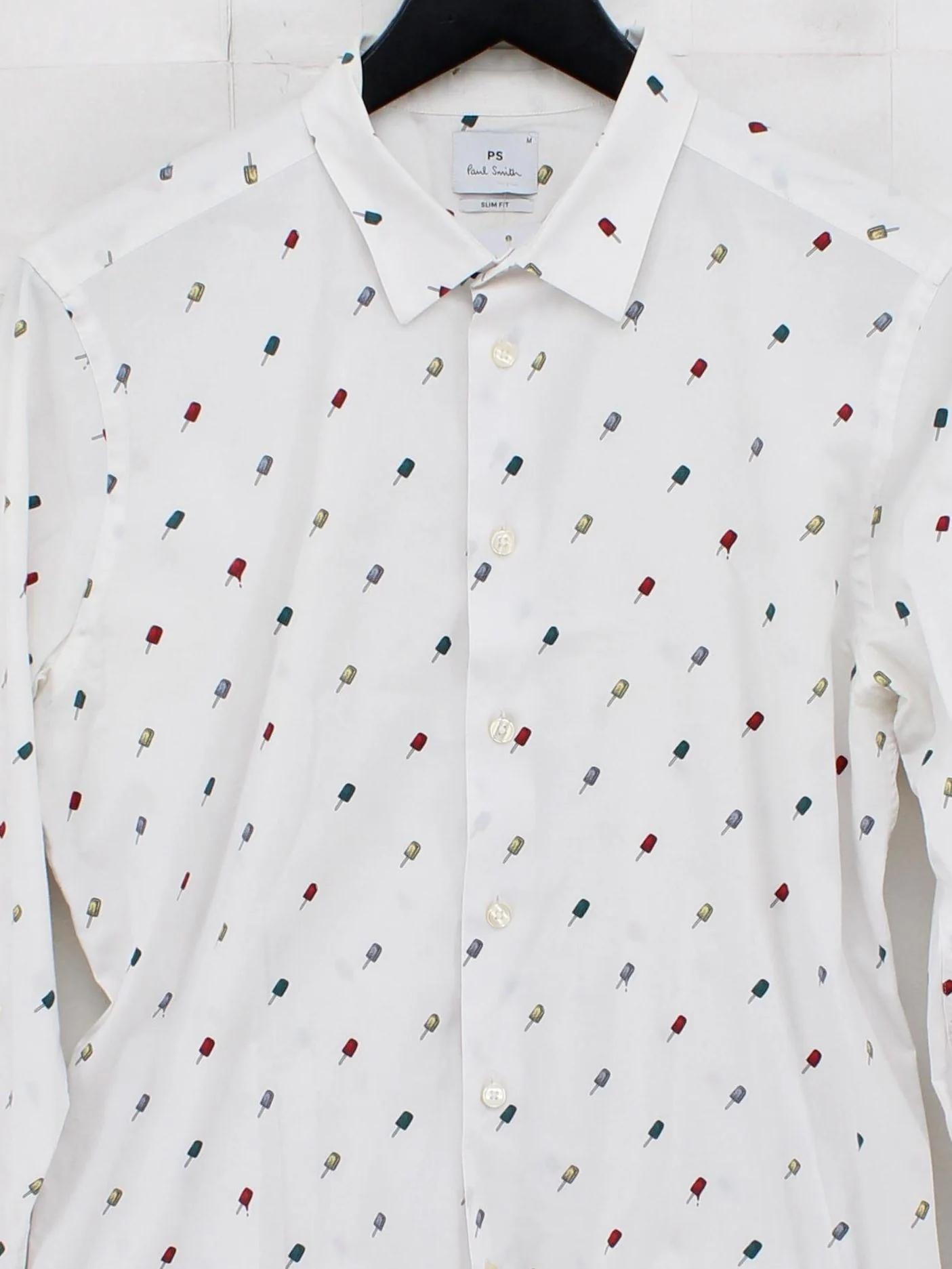 Paul Smith Men's Shirt M White Graphic Cotton with Elastane Basic - Image 3