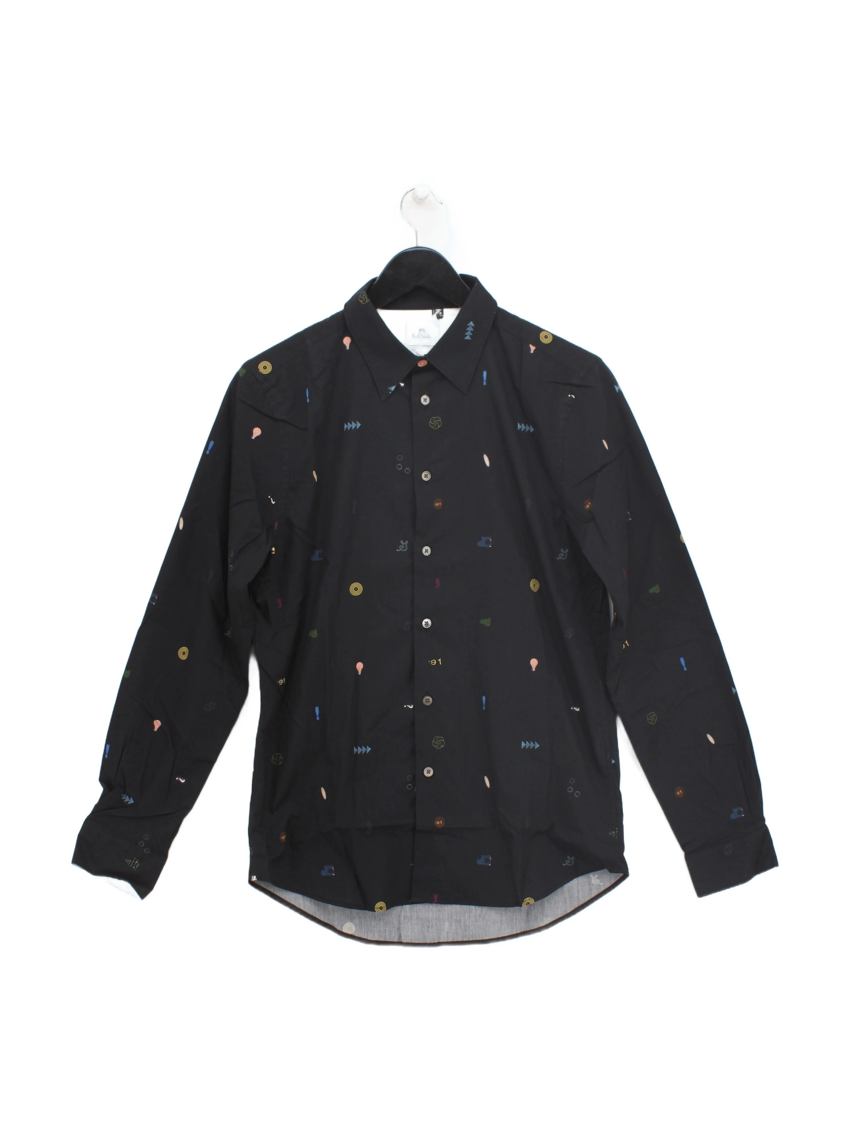 Paul Smith Men's Shirt S Black Graphic 100% Cotton Basic New with tags
