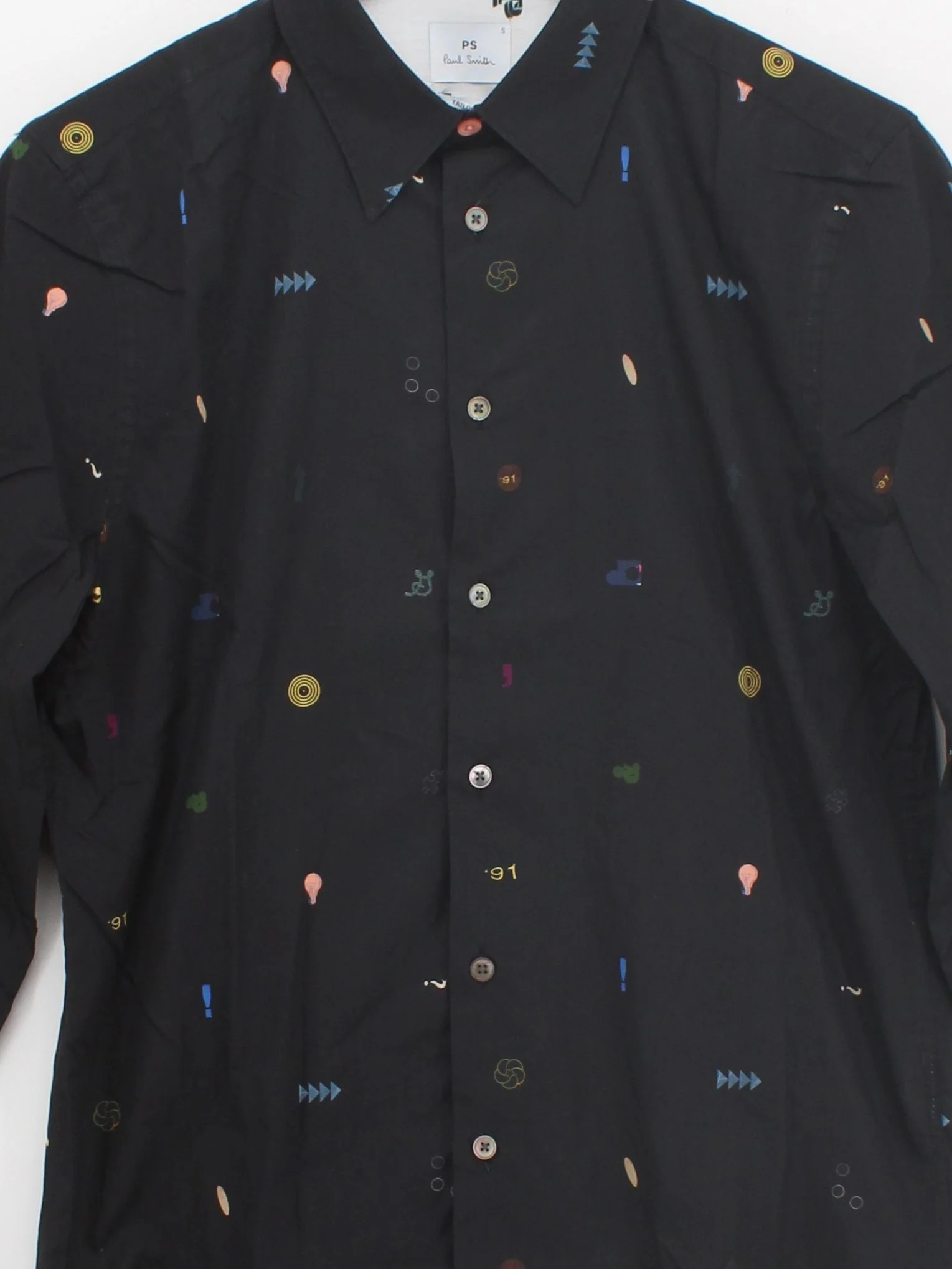Paul Smith Men's Shirt S Black Graphic 100% Cotton Basic New with tags - Image 3