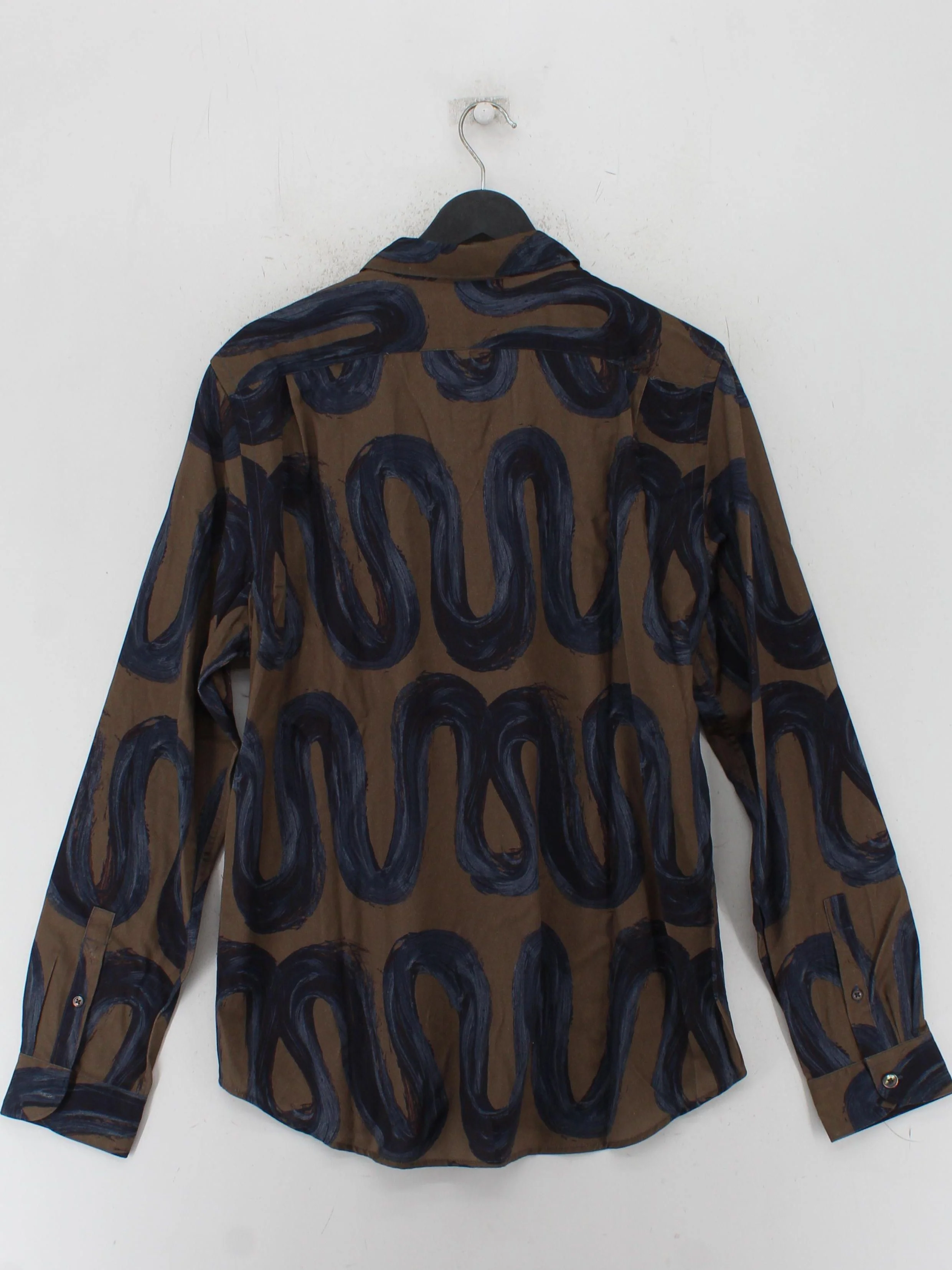 Paul Smith Men's Shirt XL Brown Geometric Lyocell Modal with Cotton Basic - Image 2