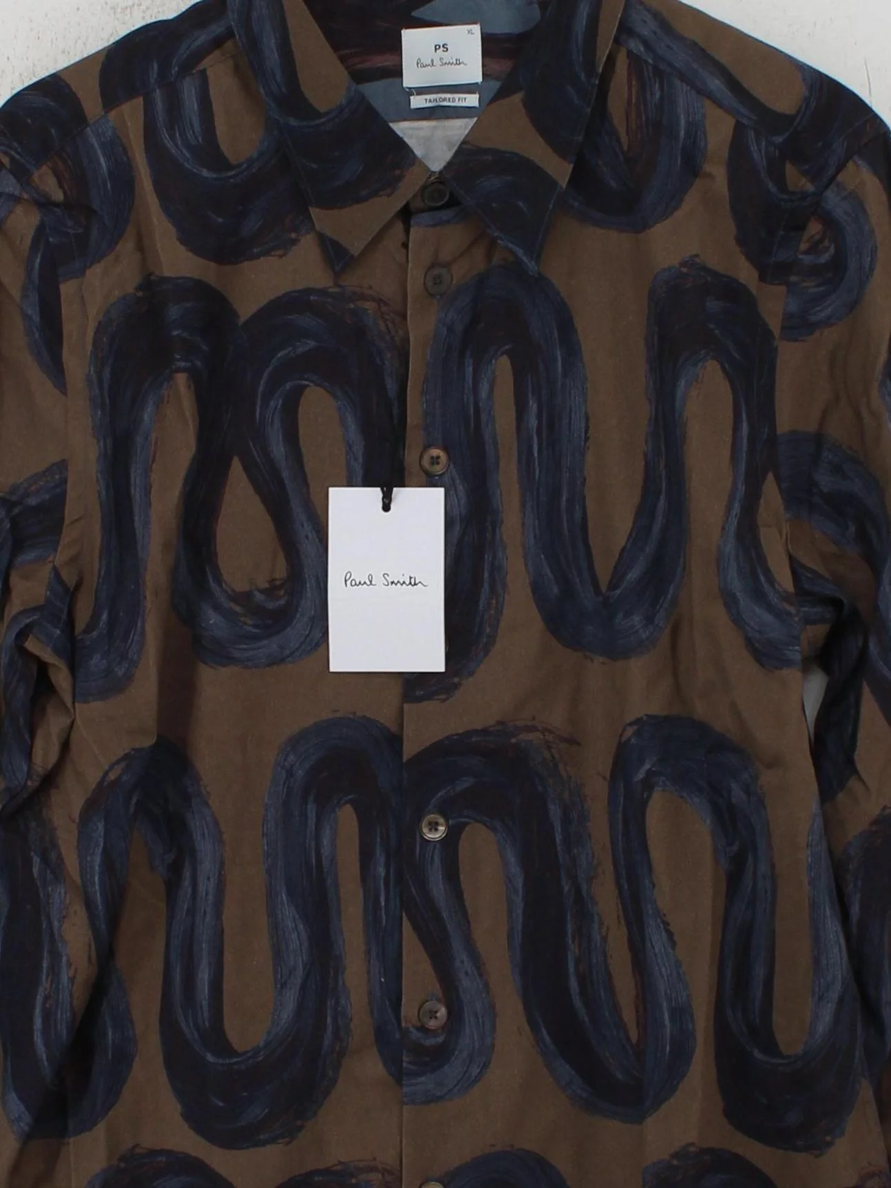 Paul Smith Men's Shirt XL Brown Geometric Lyocell Modal with Cotton Basic - Image 3