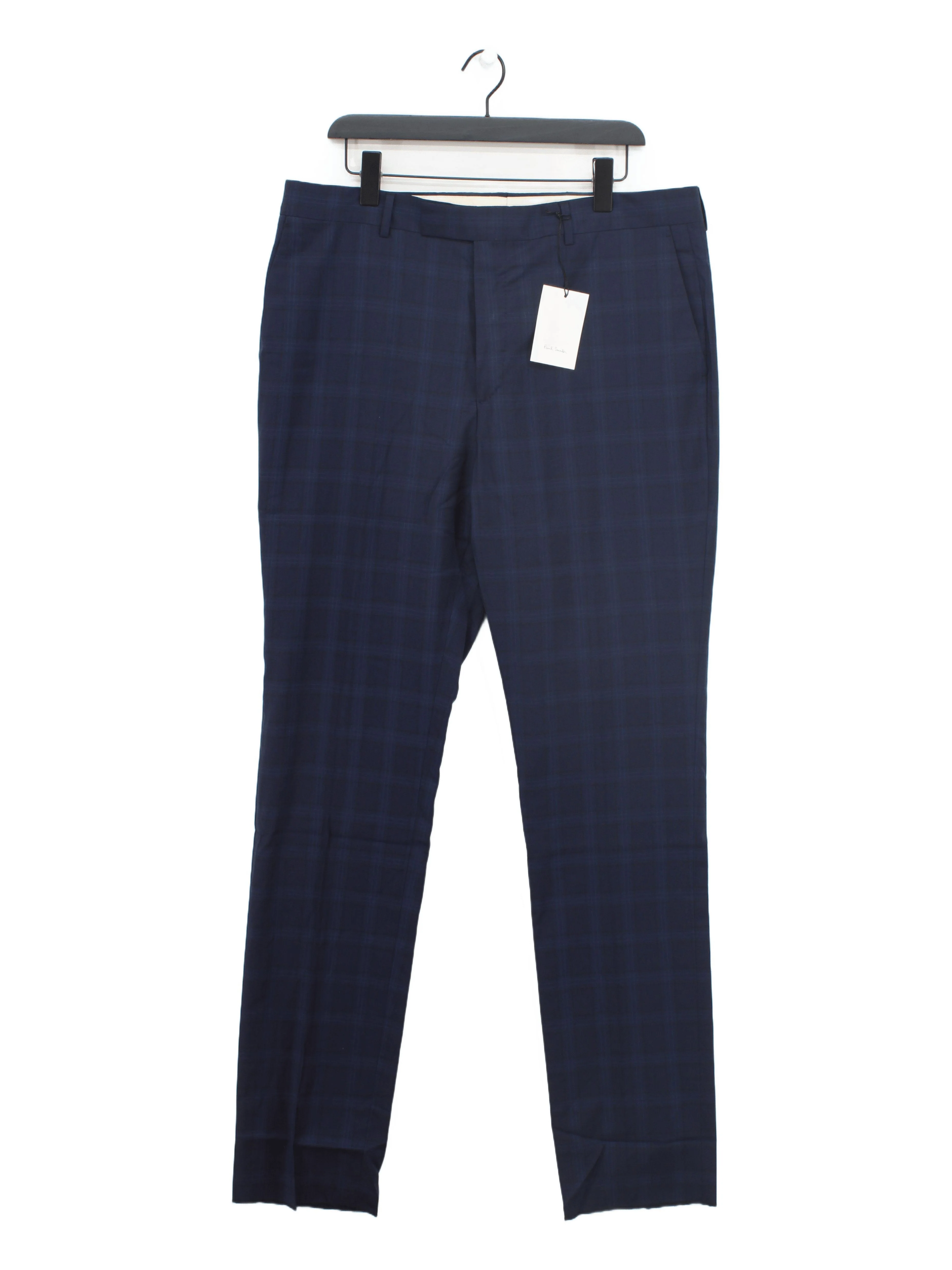 Paul Smith Men's Suit Trousers L Blue 100% Wool Dress Pants New with tags