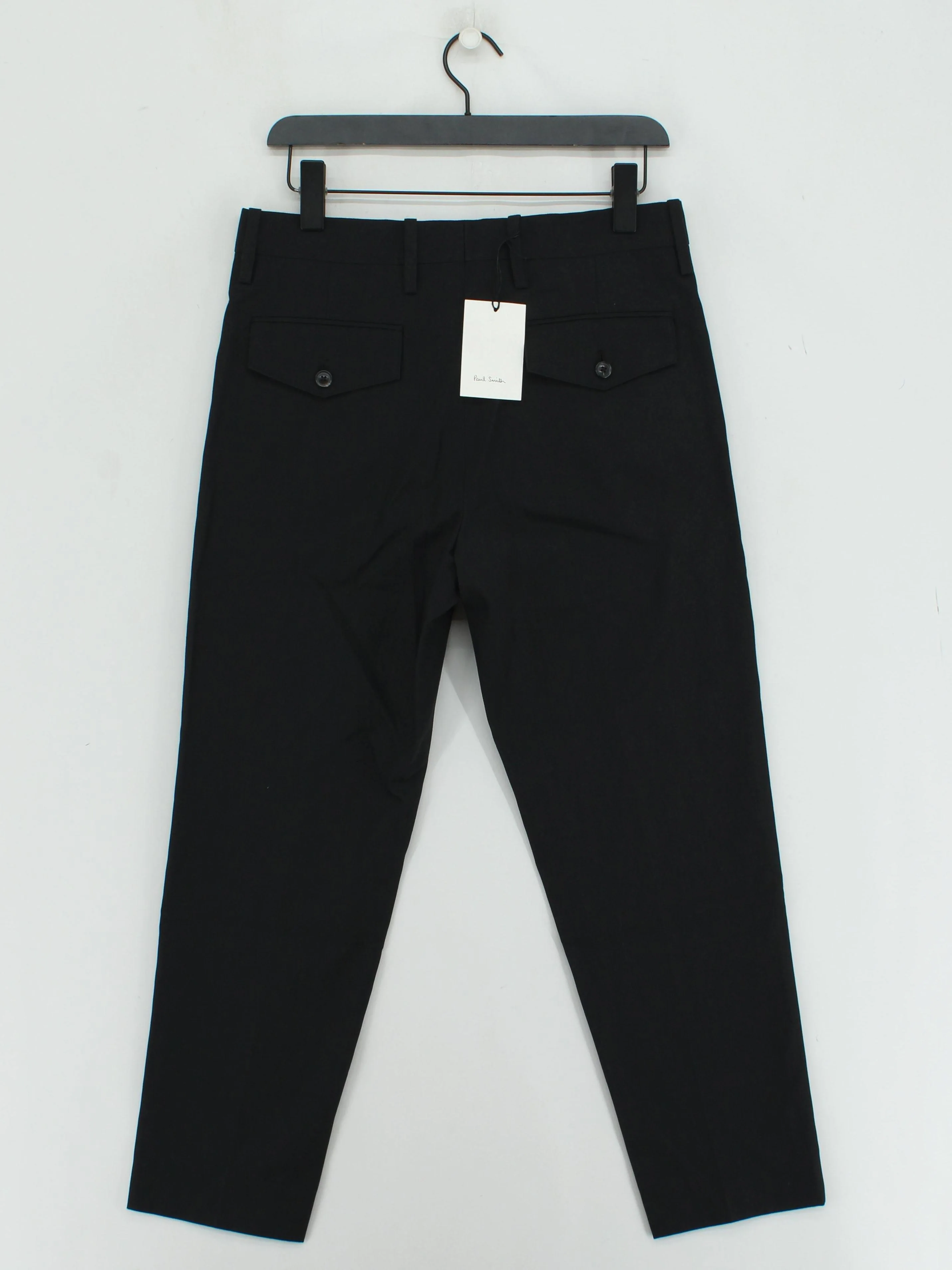 Paul Smith Men's Suit Trousers W 32 in Black Wool with Cotton Dress Pants - Image 2