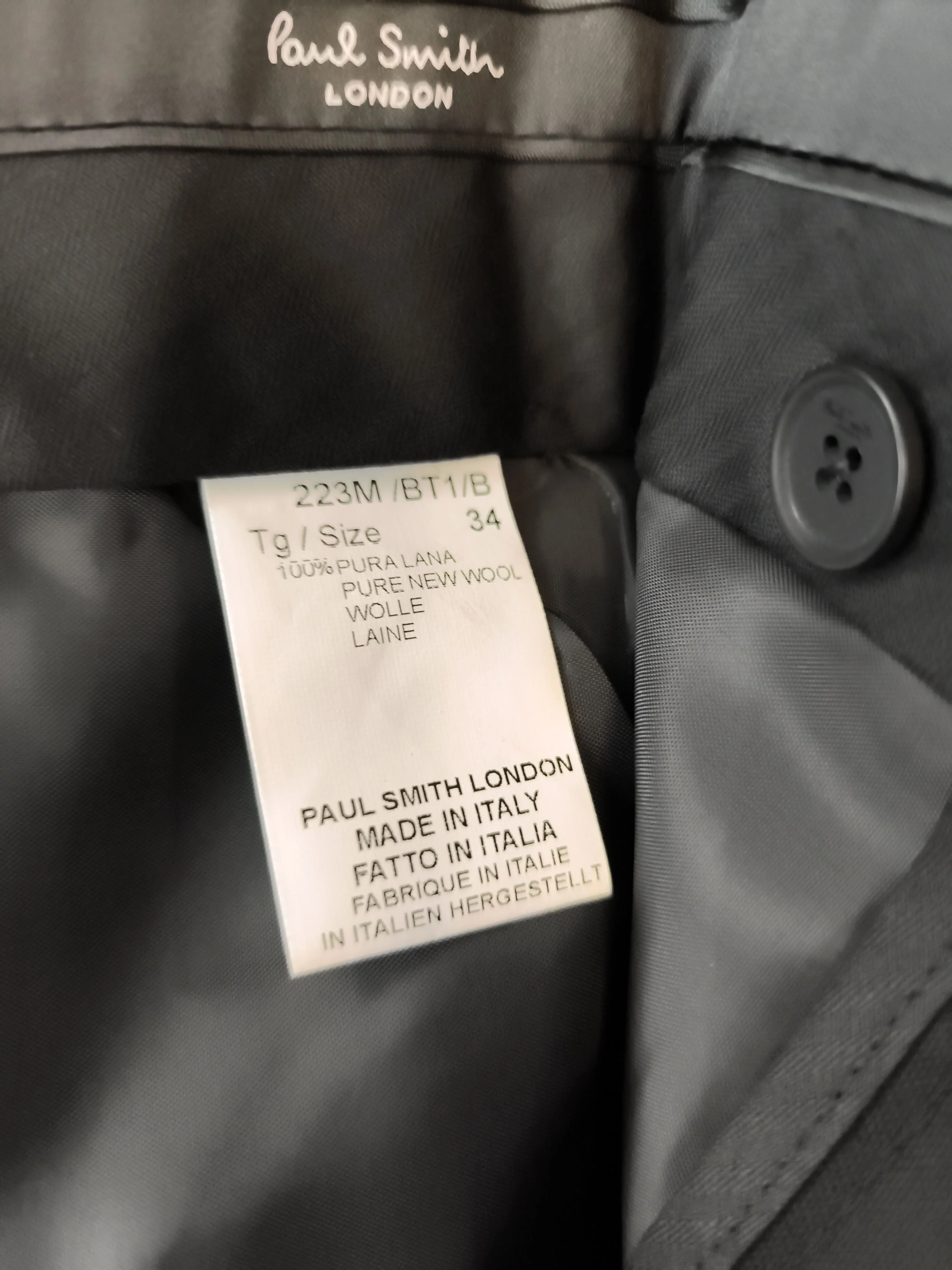 Paul Smith Men's Suit Trousers W 34 in Black 100% Wool Dress Pants New with tags - Image 6