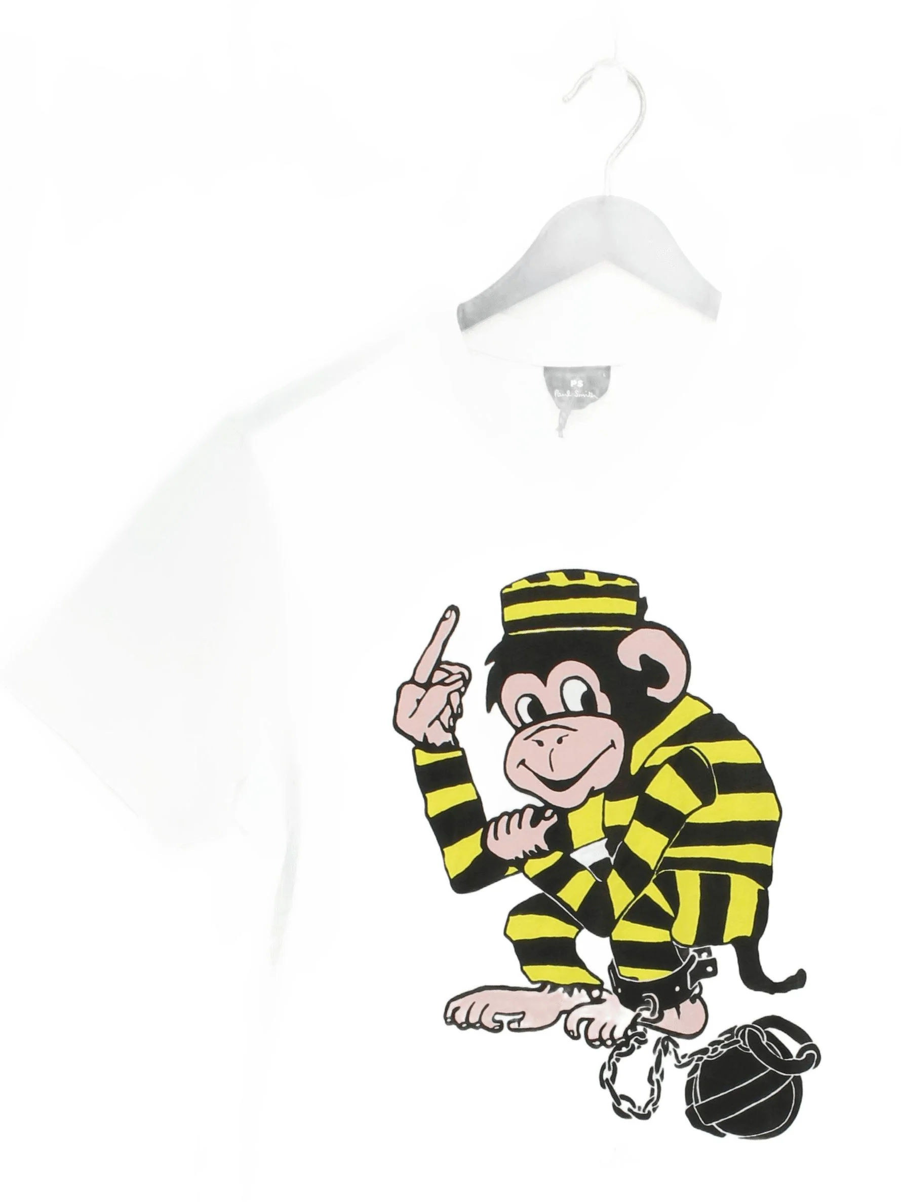 Paul Smith Men's T-Shirt L White Graphic 100% Cotton Basic