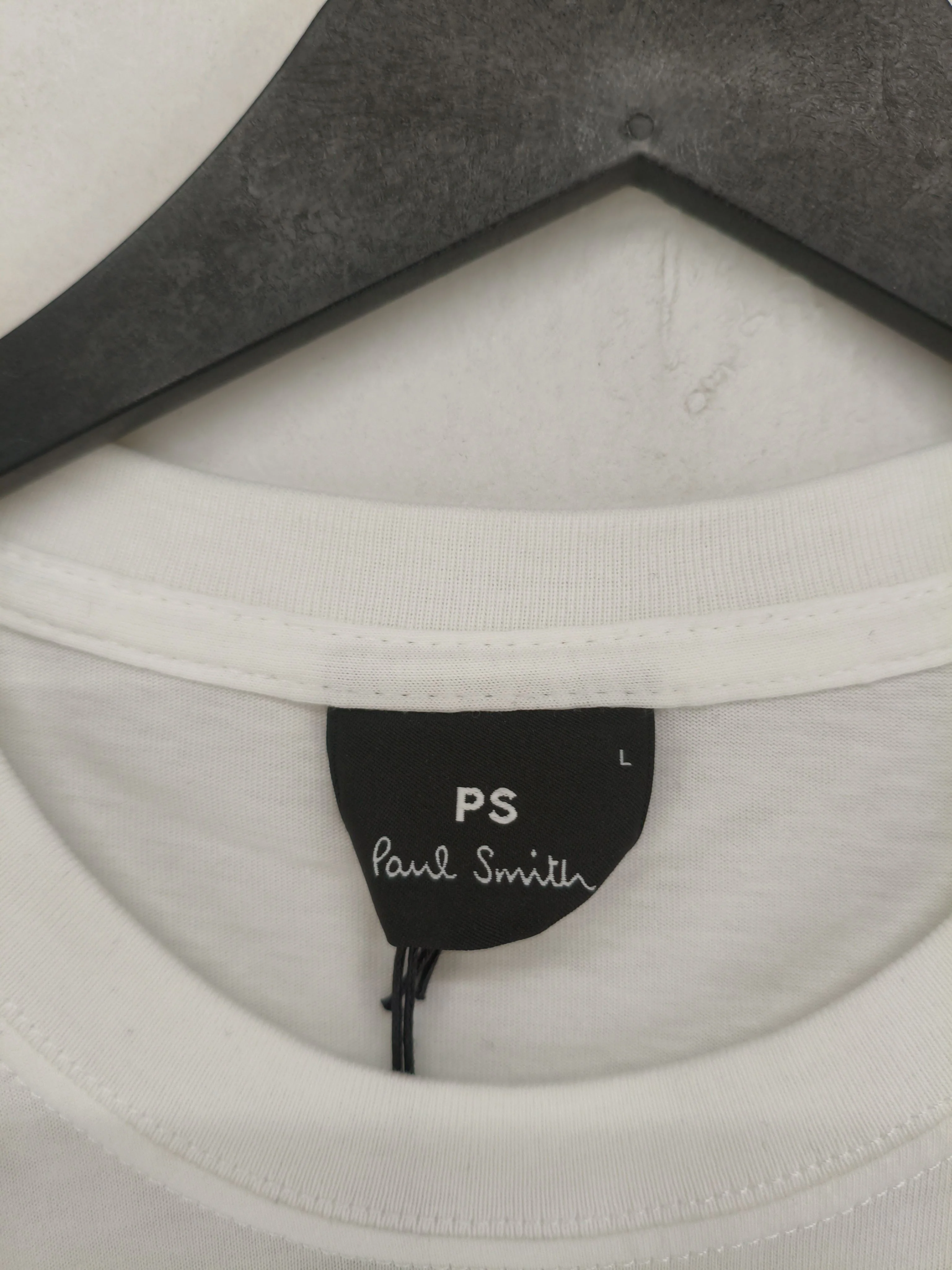 Paul Smith Men's T-Shirt L White Graphic 100% Cotton Basic - Image 6