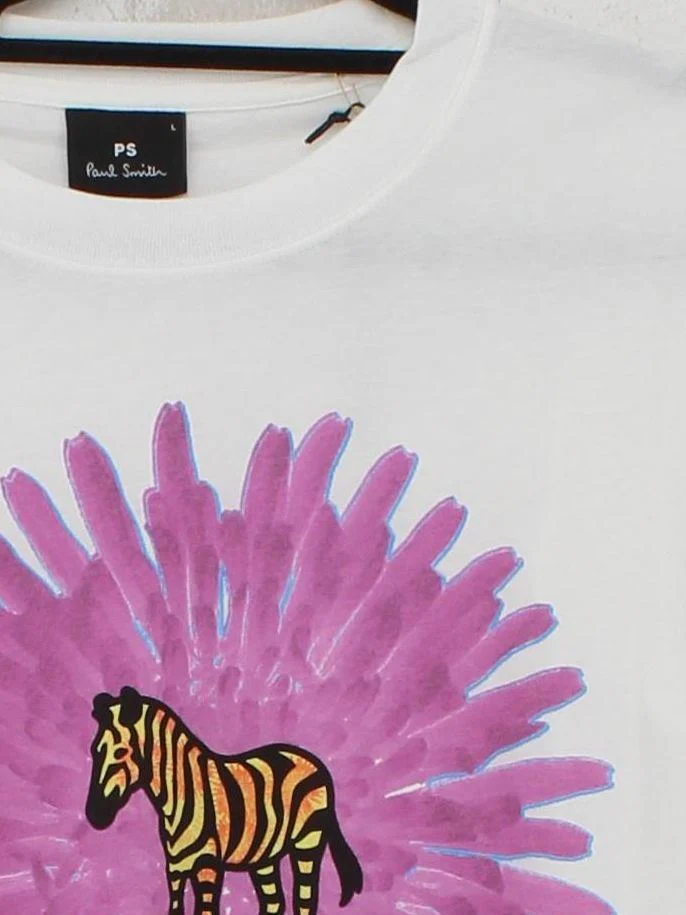Paul Smith Men's T-Shirt L White Graphic 100% Cotton Basic New with tags - Image 3