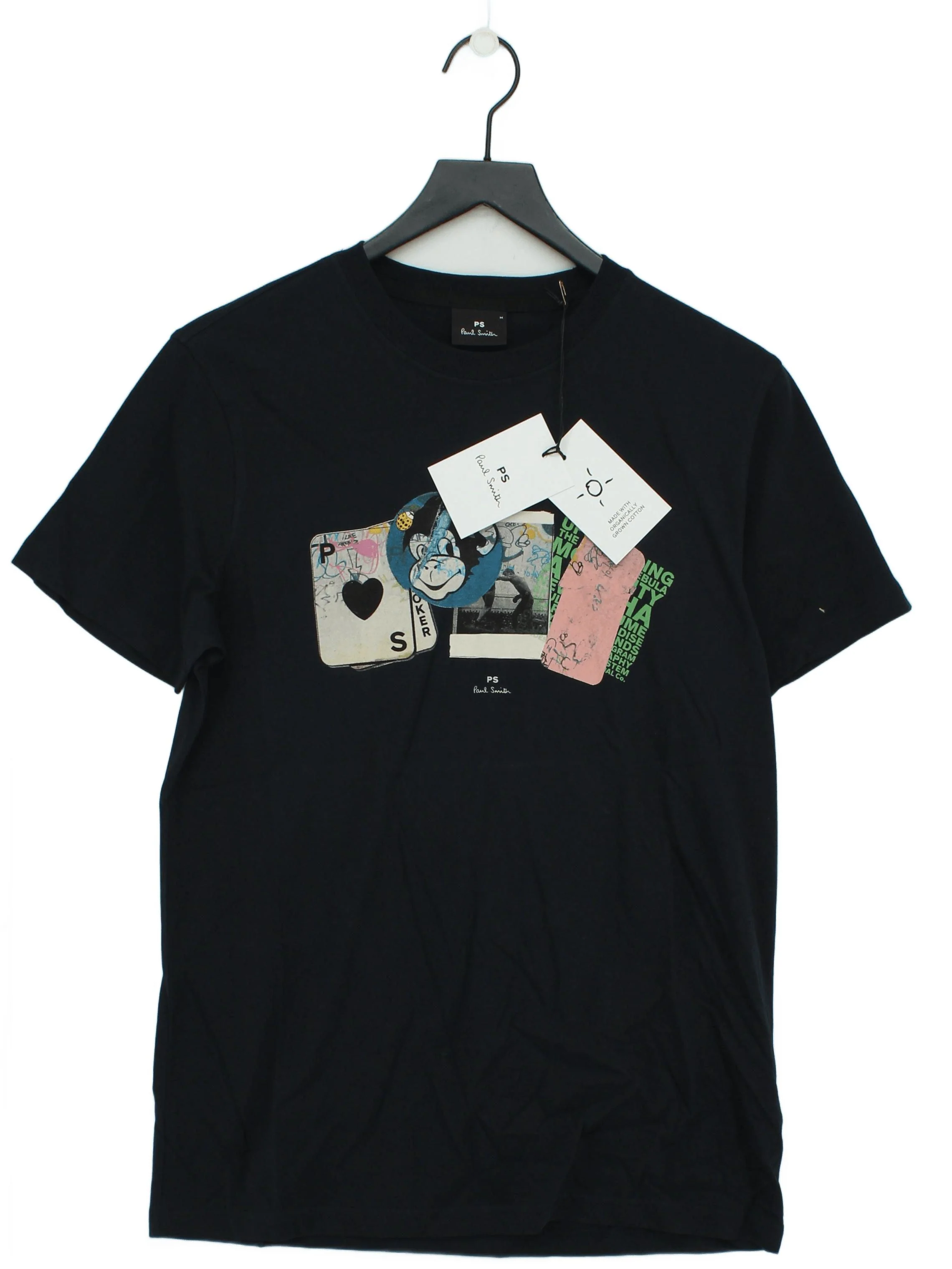 Paul Smith Men's T-Shirt M Black Graphic 100% Cotton Basic New with tags