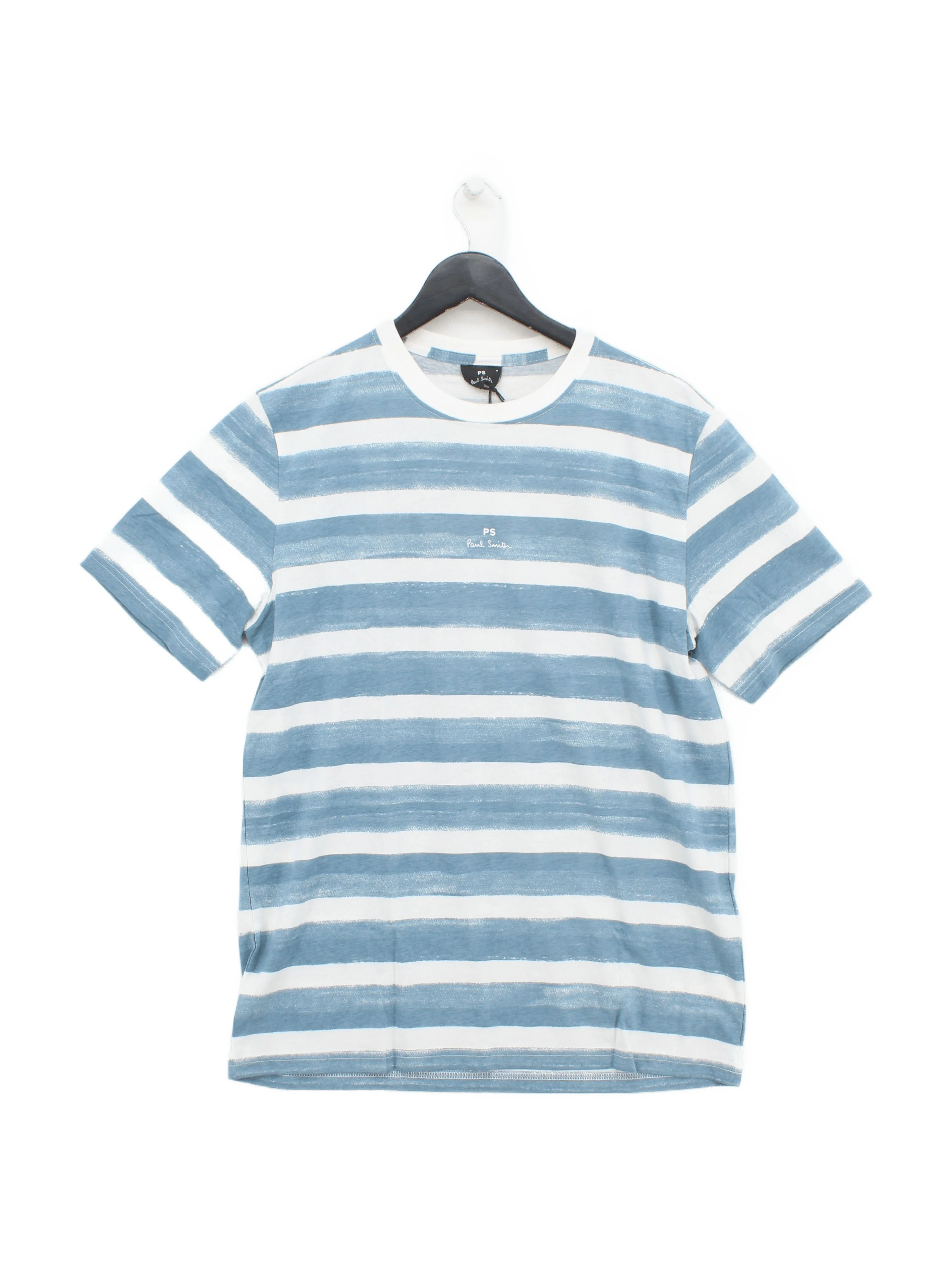 Paul Smith Men's T-Shirt M Blue Striped 100% Cotton Basic New with tags