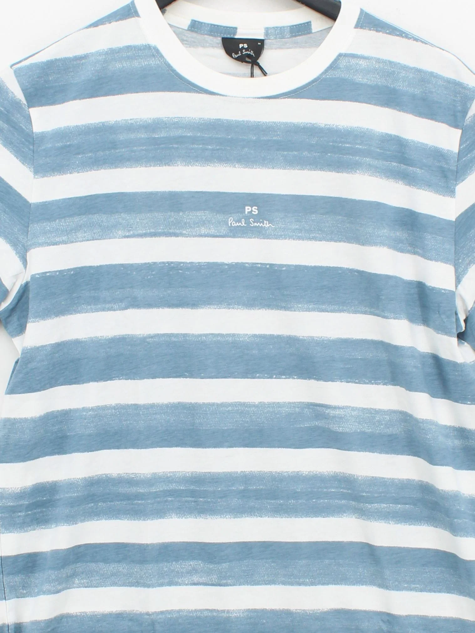 Paul Smith Men's T-Shirt M Blue Striped 100% Cotton Basic New with tags - Image 3