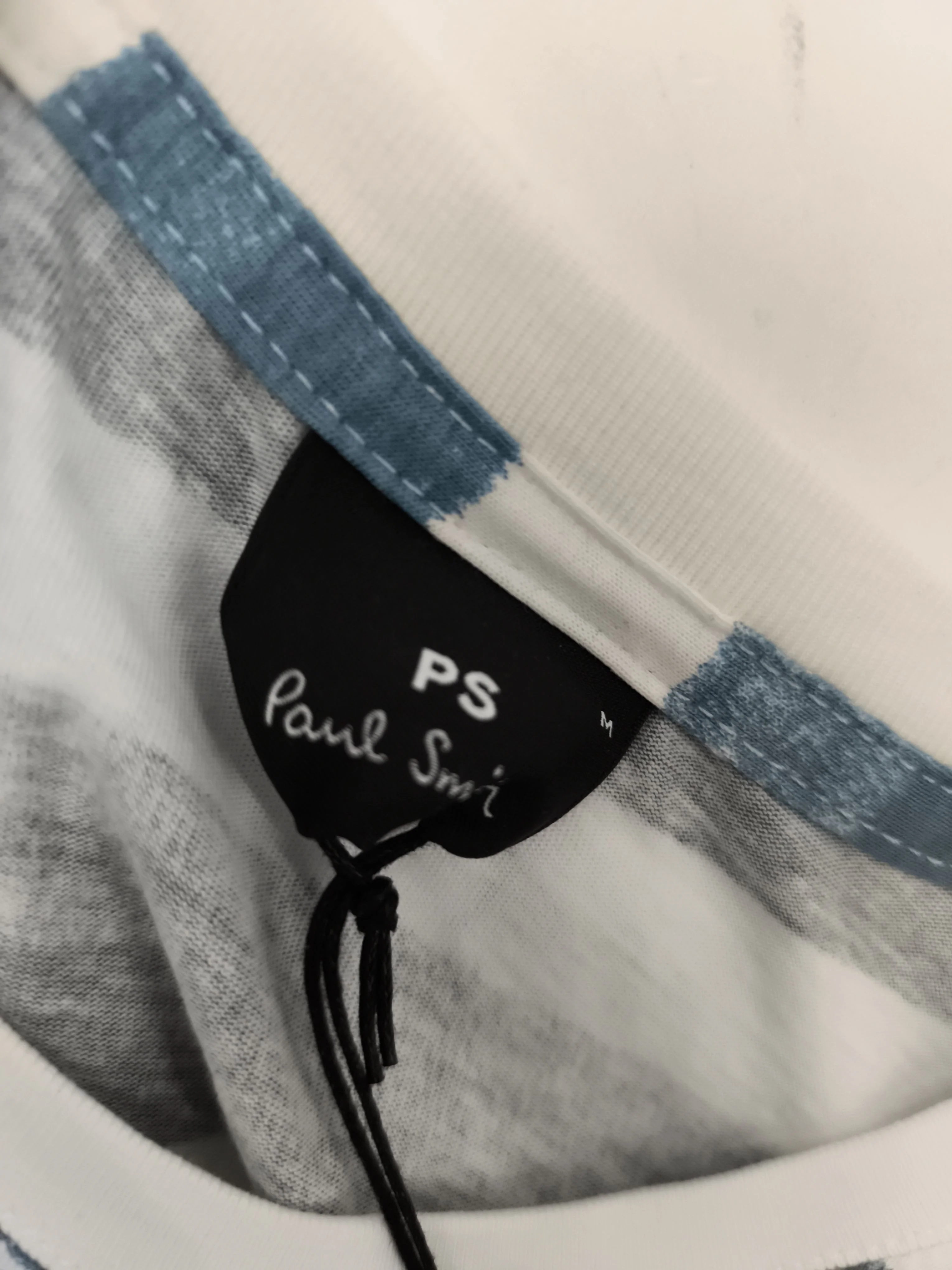 Paul Smith Men's T-Shirt M Blue Striped 100% Cotton Basic New with tags - Image 5