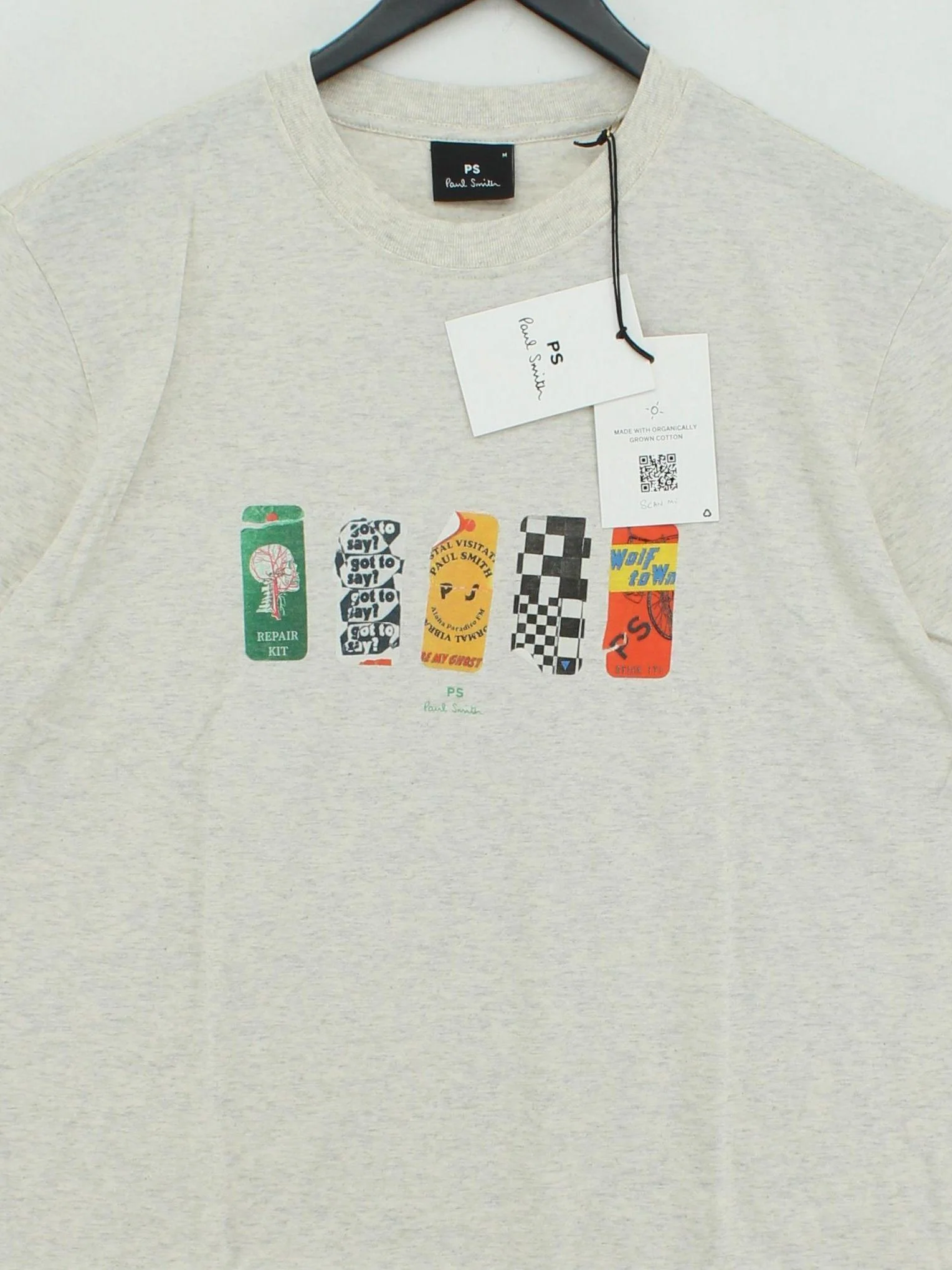 Paul Smith Men's T-Shirt M Cream Graphic 100% Cotton Basic New with tags - Image 3