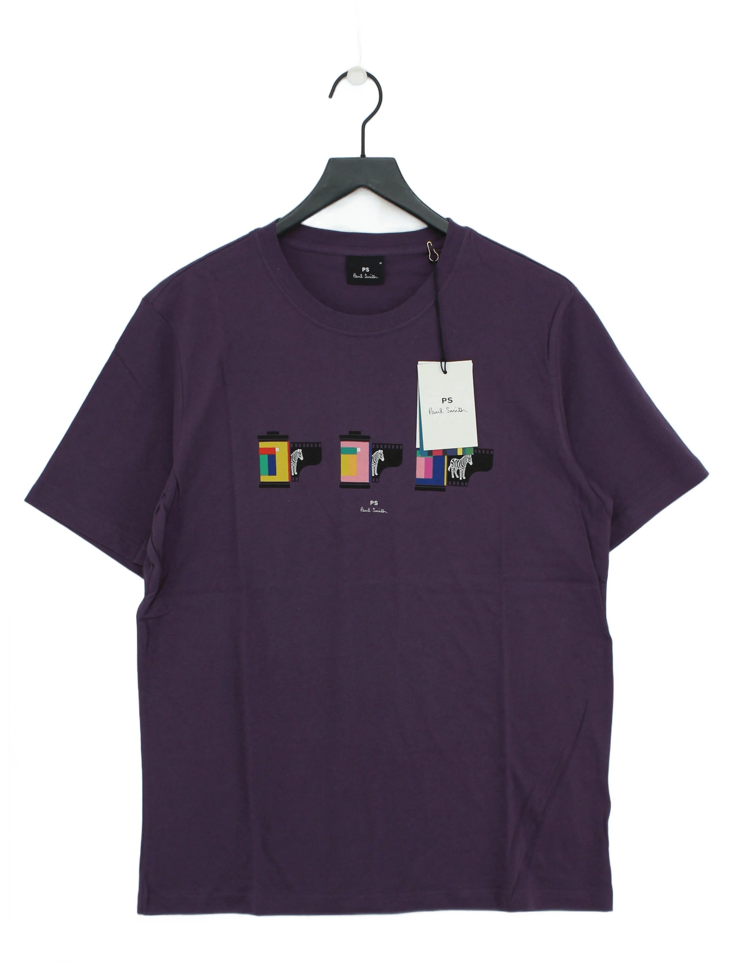 Paul Smith Men's T-Shirt M Purple Graphic 100% Cotton Basic New with tags