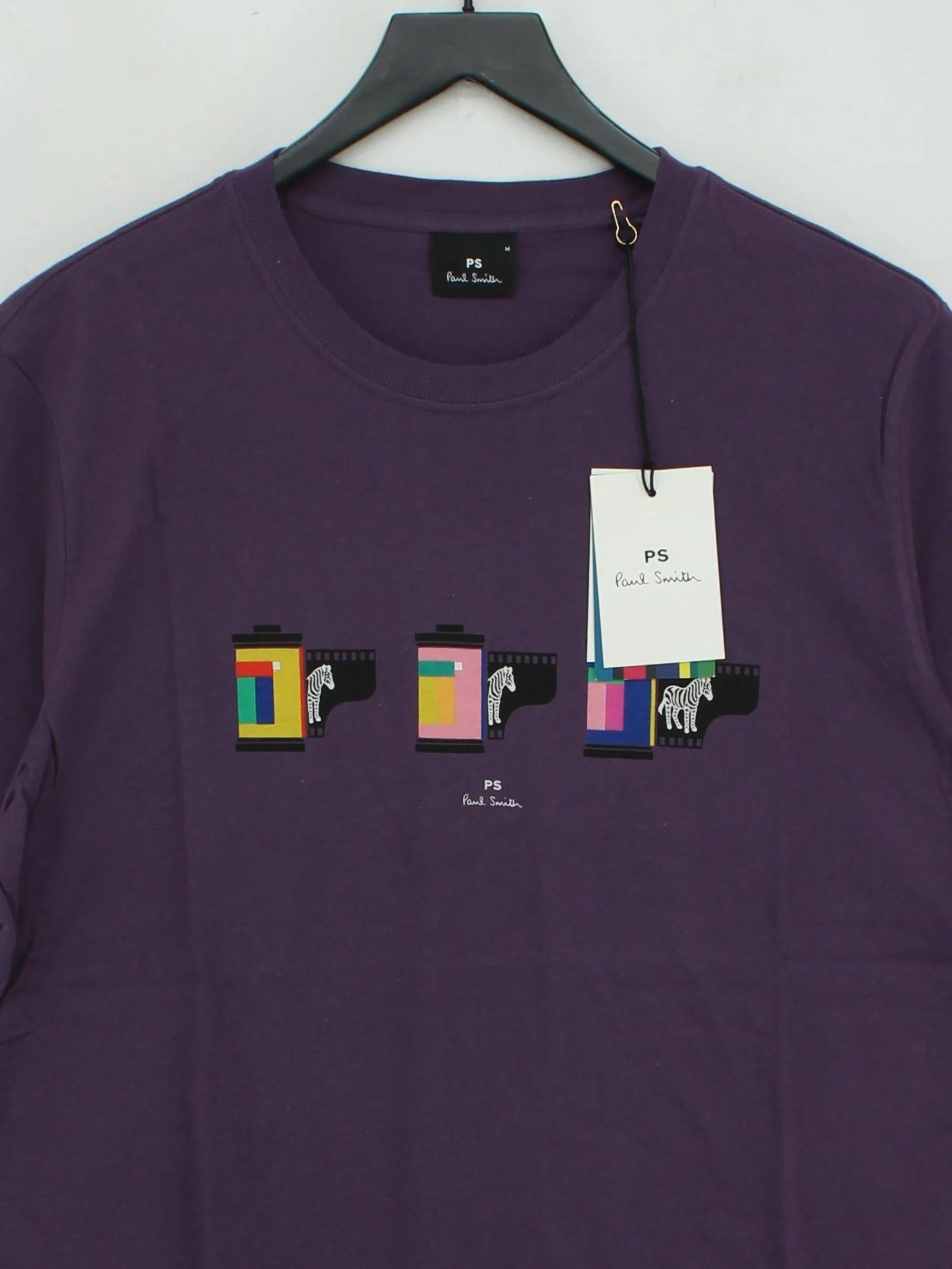Paul Smith Men's T-Shirt M Purple Graphic 100% Cotton Basic New with tags - Image 3