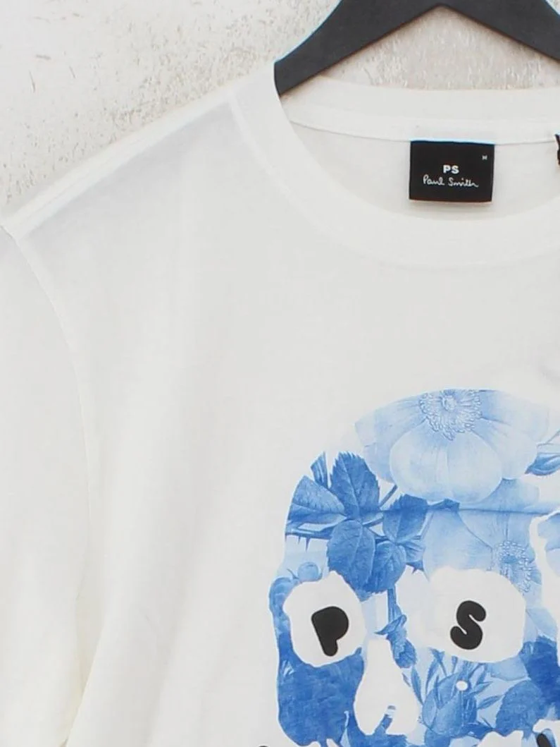 Paul Smith Men's T-Shirt M White Graphic 100% Cotton Basic - Image 3
