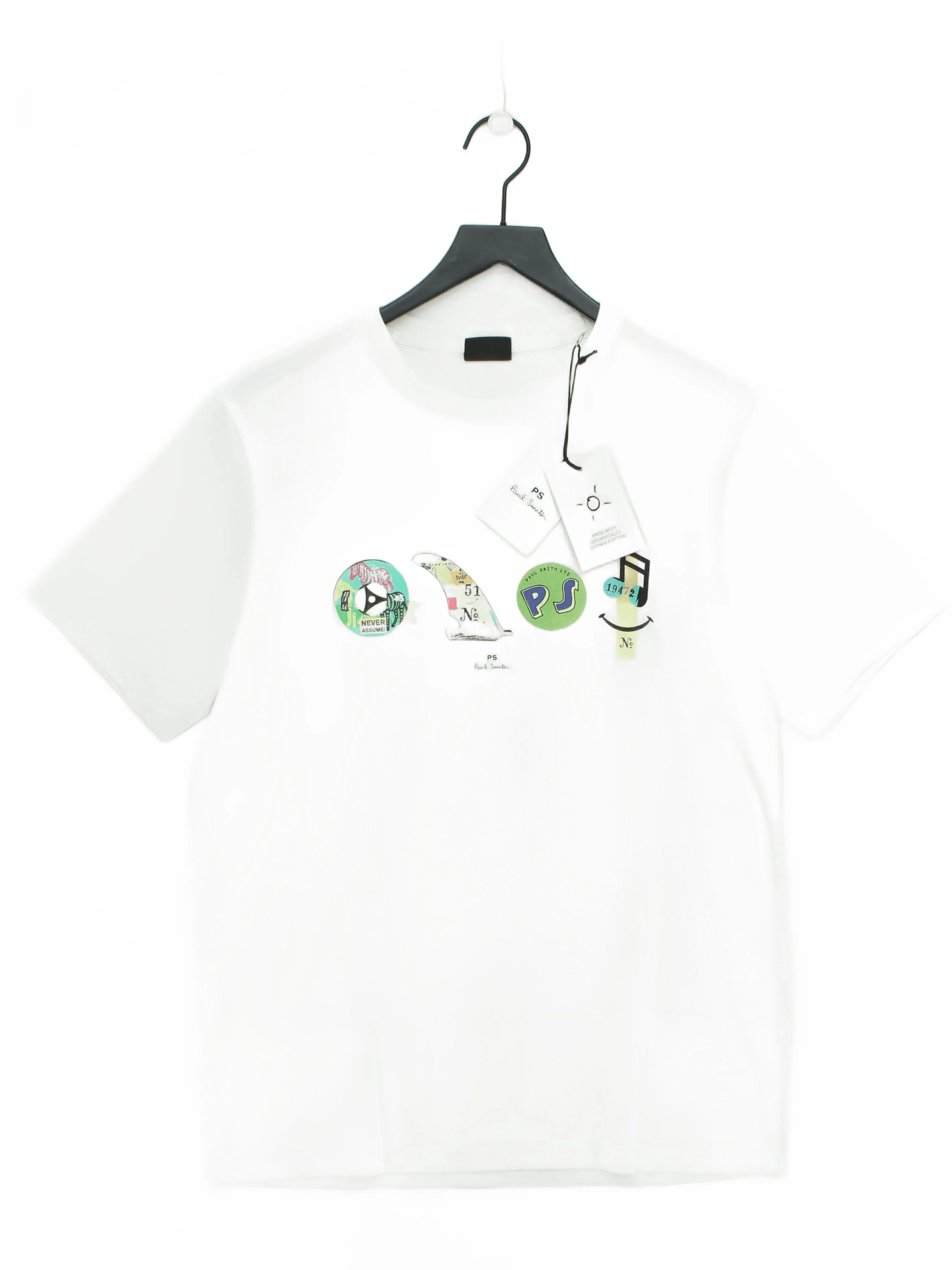 Paul Smith Men's T-Shirt M White Graphic 100% Cotton Basic New with tags