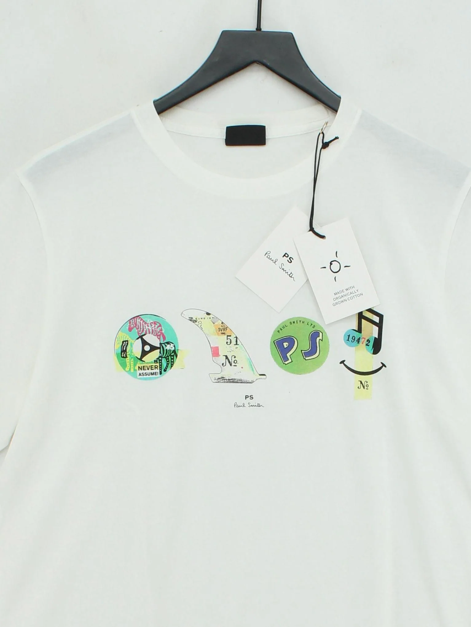 Paul Smith Men's T-Shirt M White Graphic 100% Cotton Basic New with tags - Image 3