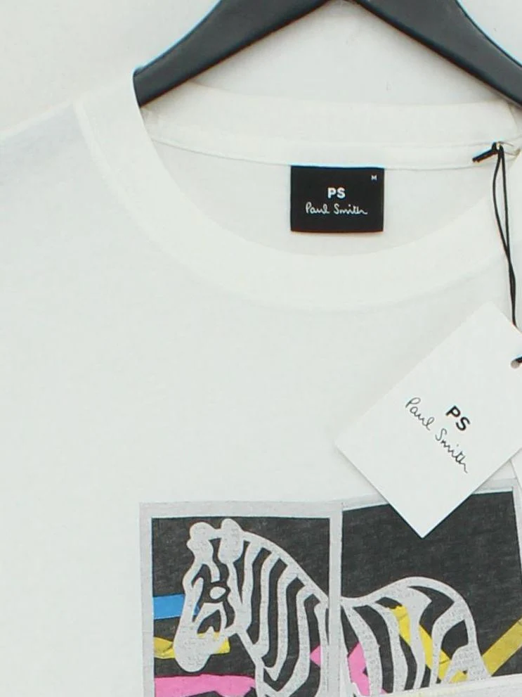 Paul Smith Men's T-Shirt M White Graphic 100% Cotton Basic New with tags - Image 3