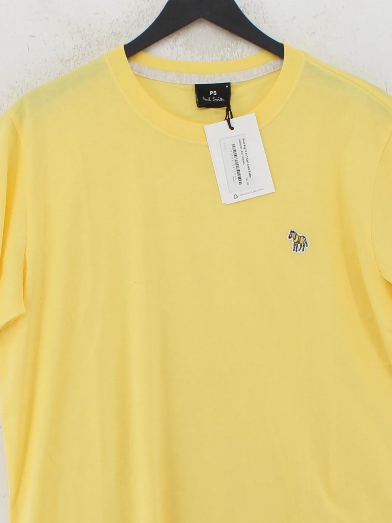 Paul Smith Men's T-Shirt M Yellow 100% Cotton Basic New with tags - Image 3