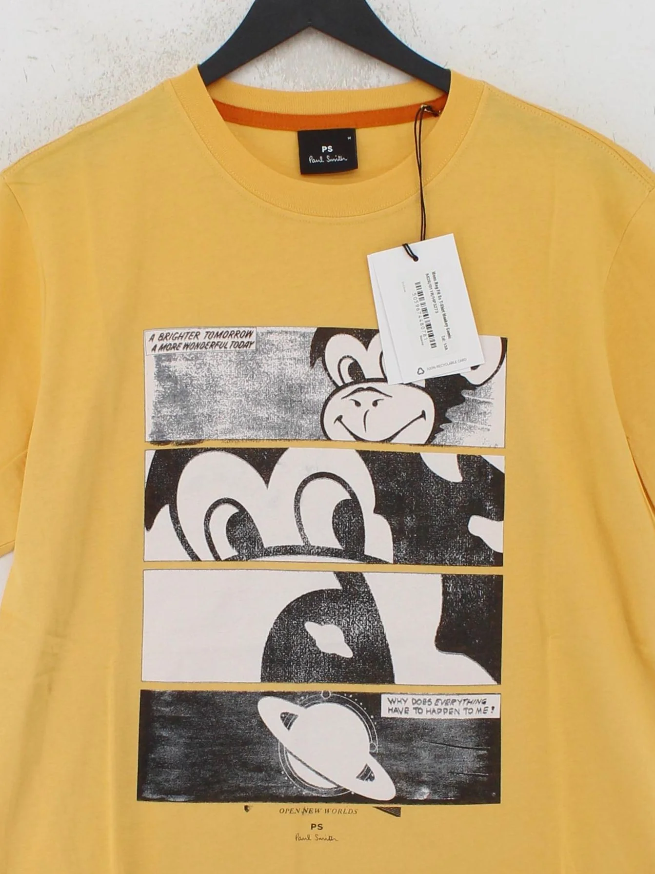 Paul Smith Men's T-Shirt M Yellow Graphic 100% Cotton Basic New with tags - Image 3