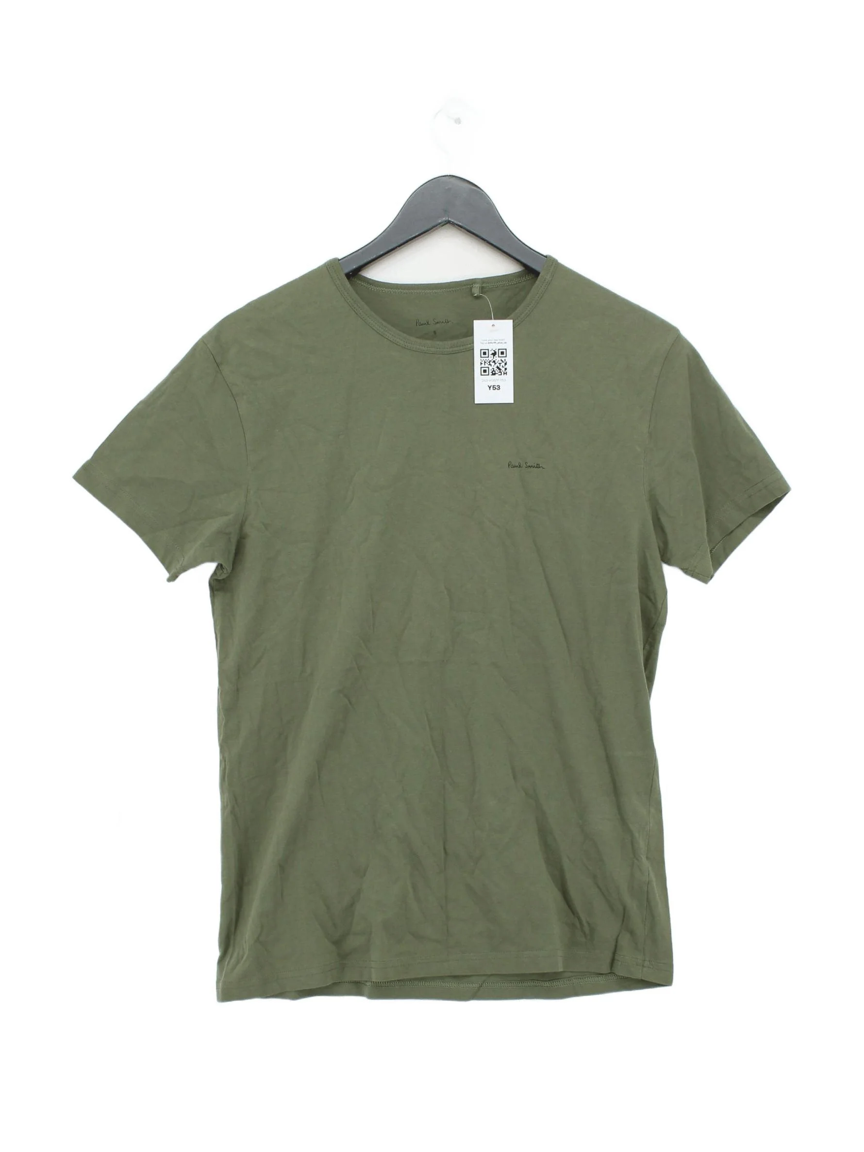 Paul Smith Men's T-Shirt S Green 100% Cotton Basic