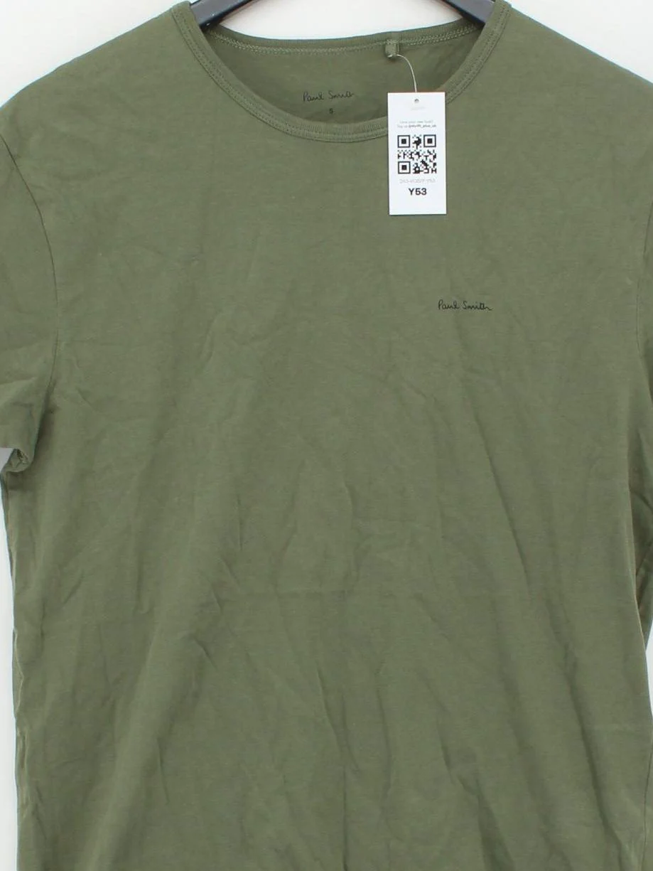 Paul Smith Men's T-Shirt S Green 100% Cotton Basic - Image 3