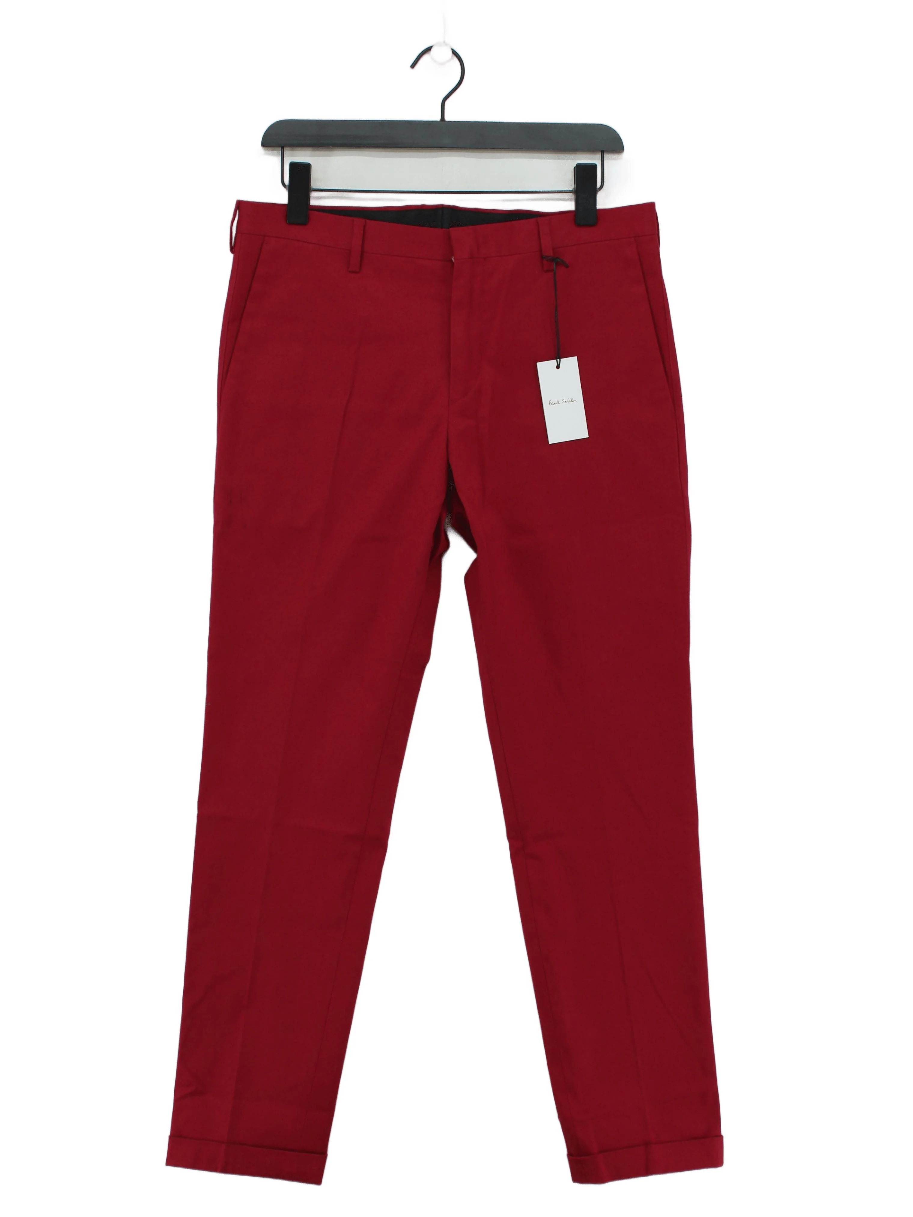 Paul Smith Men's Trousers W 32 in Pink Cotton with Elastane Tapered Chino