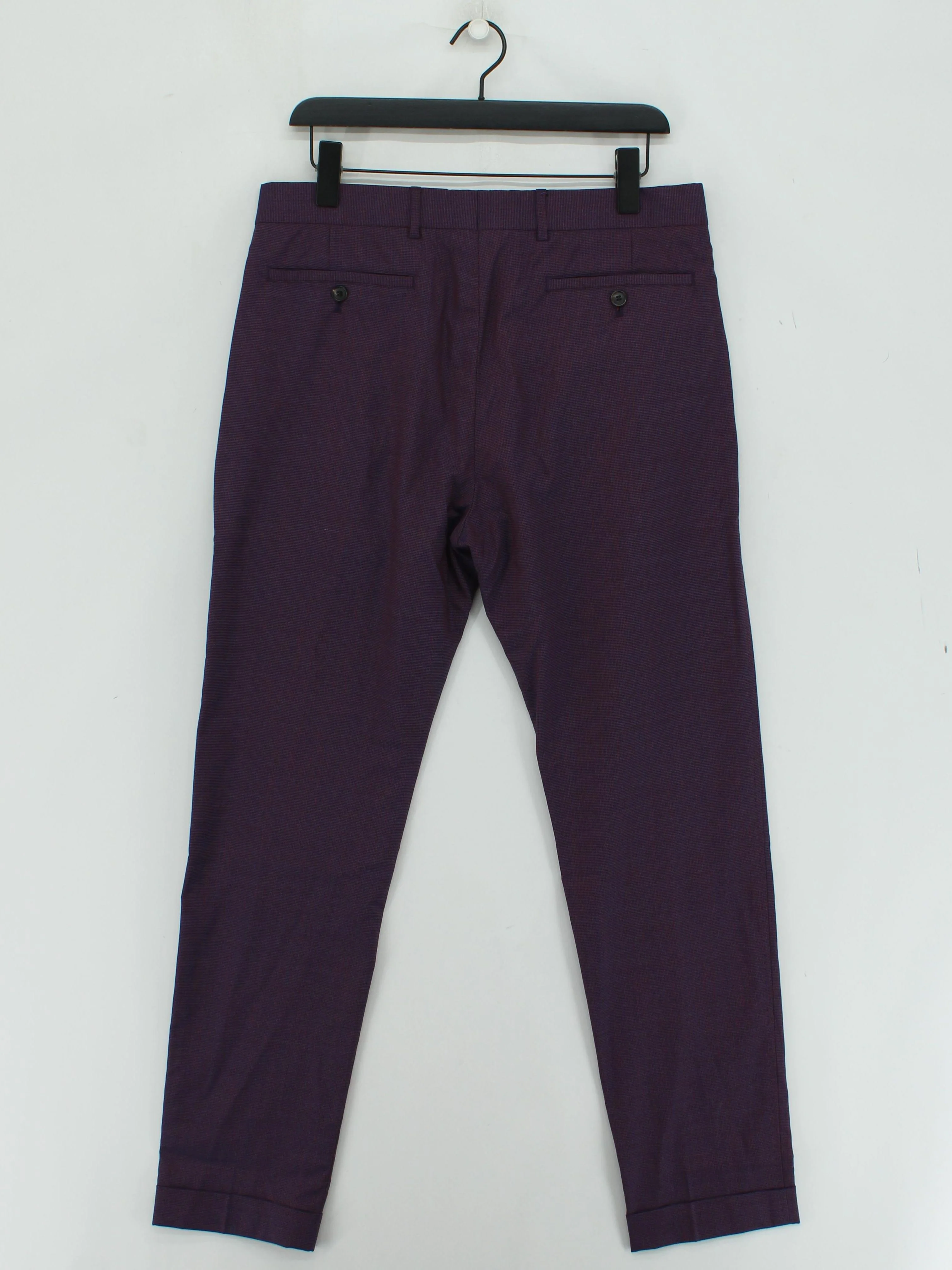 Paul Smith Men's Trousers W 32 in Purple 100% Wool Tapered Chino - Image 2
