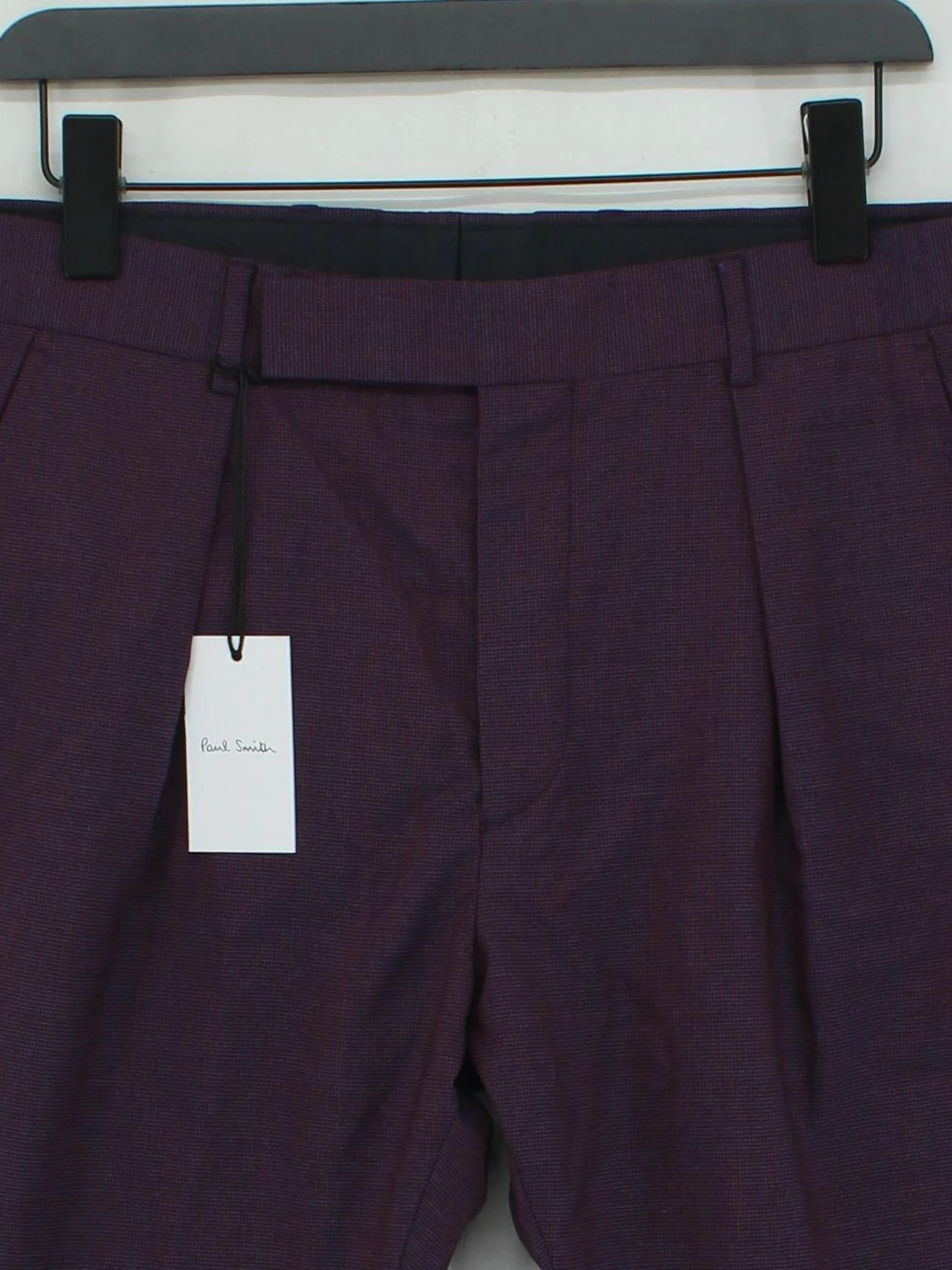 Paul Smith Men's Trousers W 32 in Purple 100% Wool Tapered Chino - Image 3