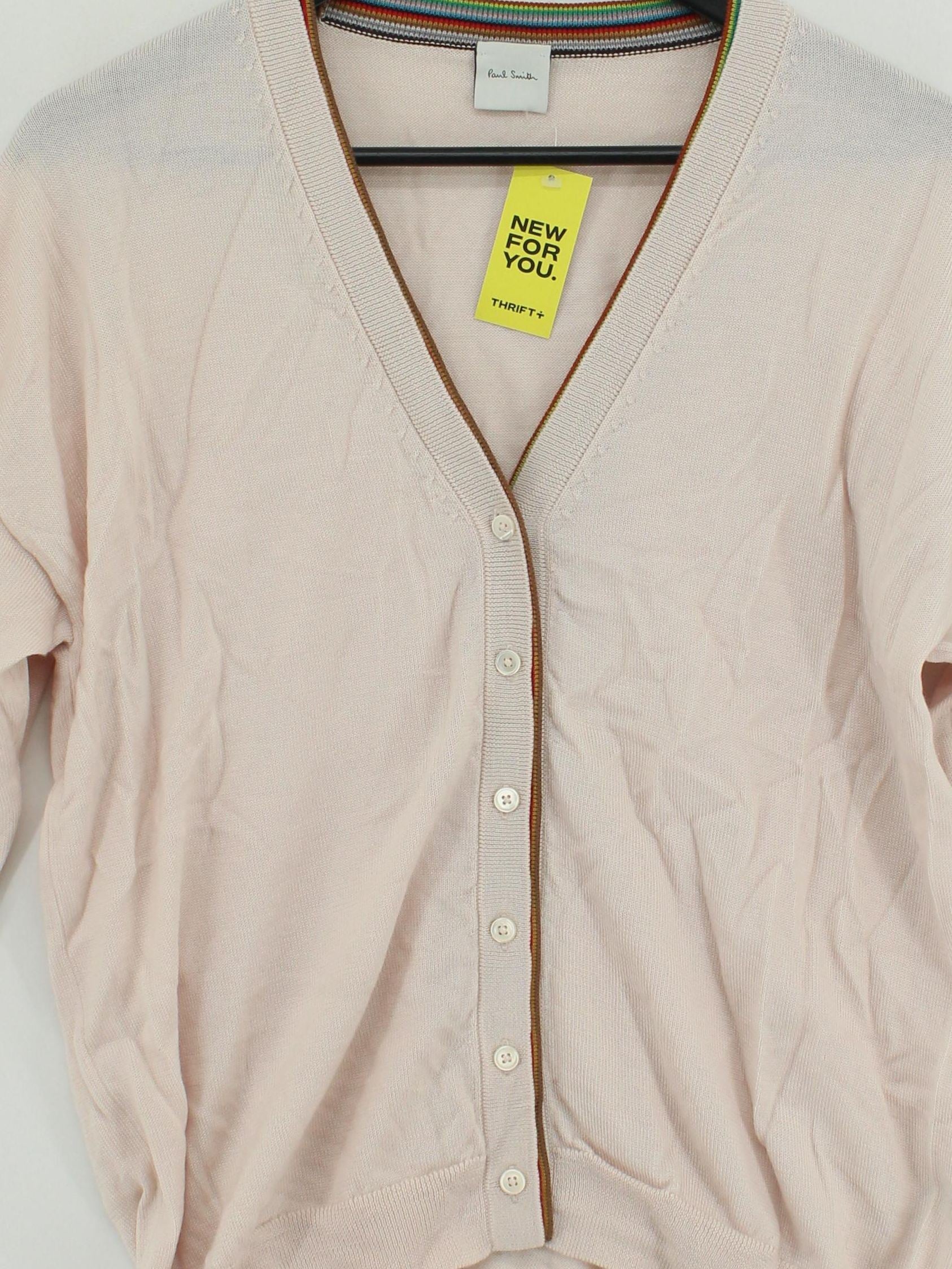 Paul Smith Women's Cardigan L Pink 100% Wool V-Neck Cardigan - Image 3