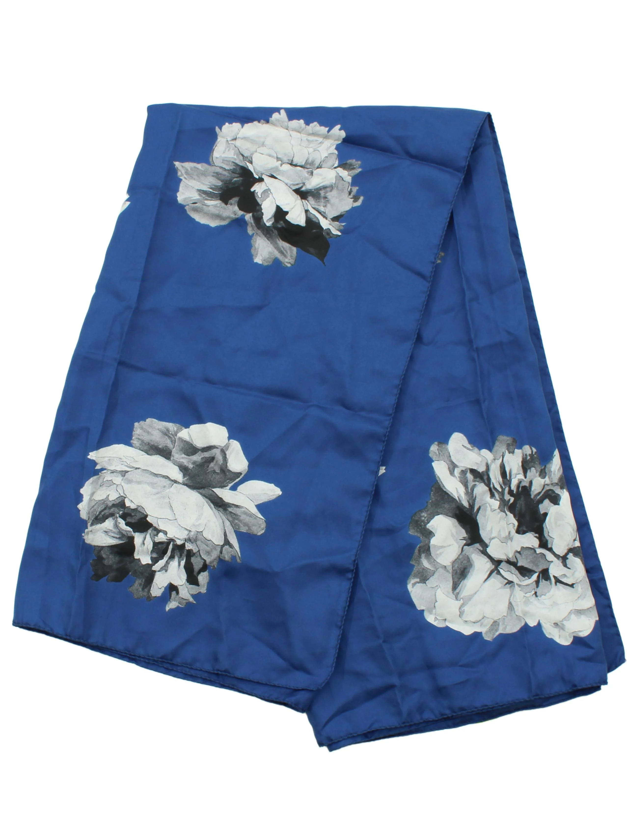 Paul Smith Women's Scarf Blue Floral 100% Silk Rectangle Scarf