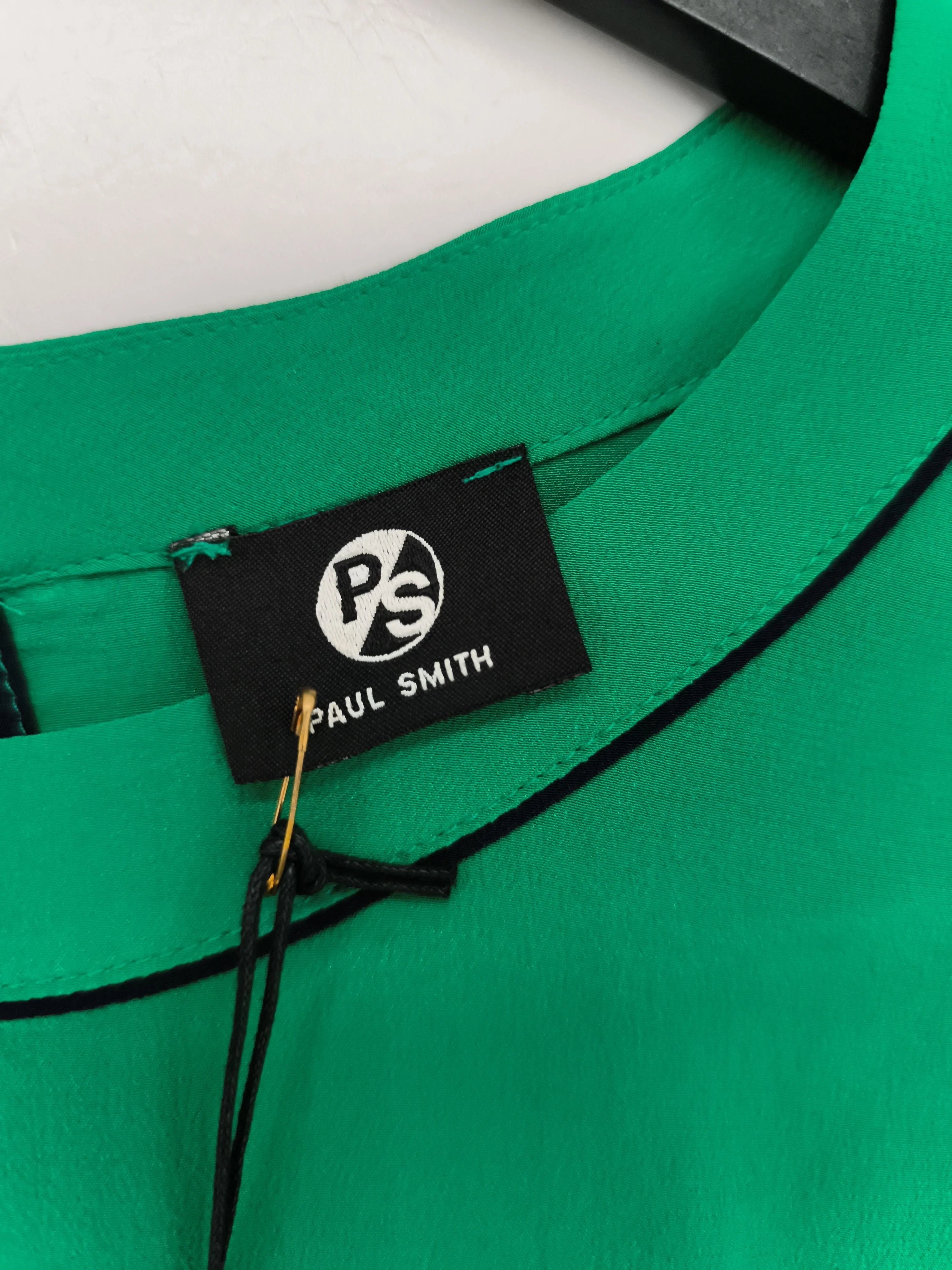 Paul Smith Women's Top UK 14 Green 100% Silk Basic New with tags - Image 5