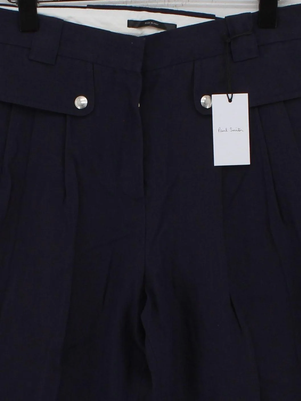 Paul Smith Women's Trousers UK 12 Blue Wool with Cotton, Other Tapered Chino - Image 3