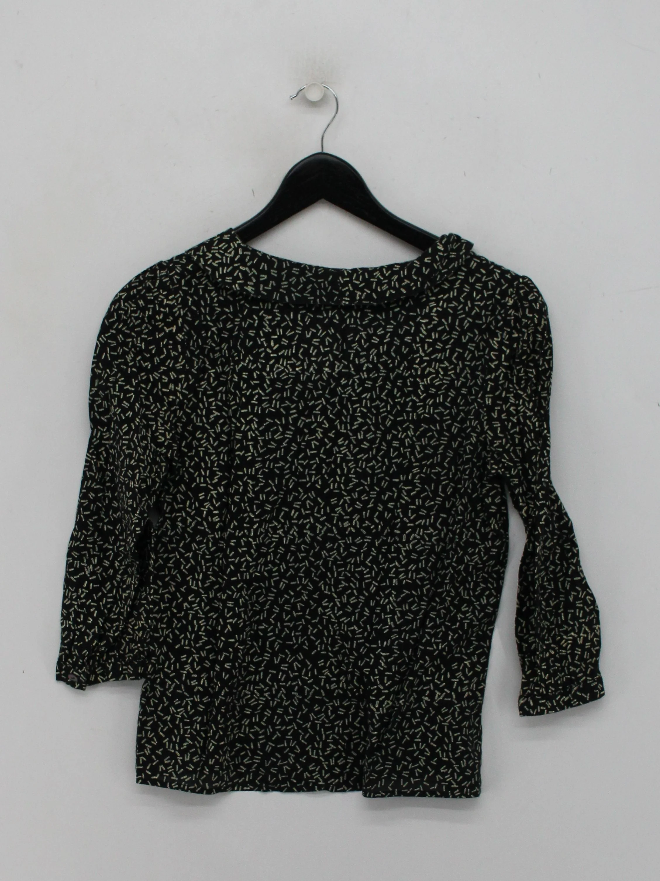 People Tree Women's Top UK 10 Black 100% Cotton 3/4 Sleeve Round Neck Basic - Image 2