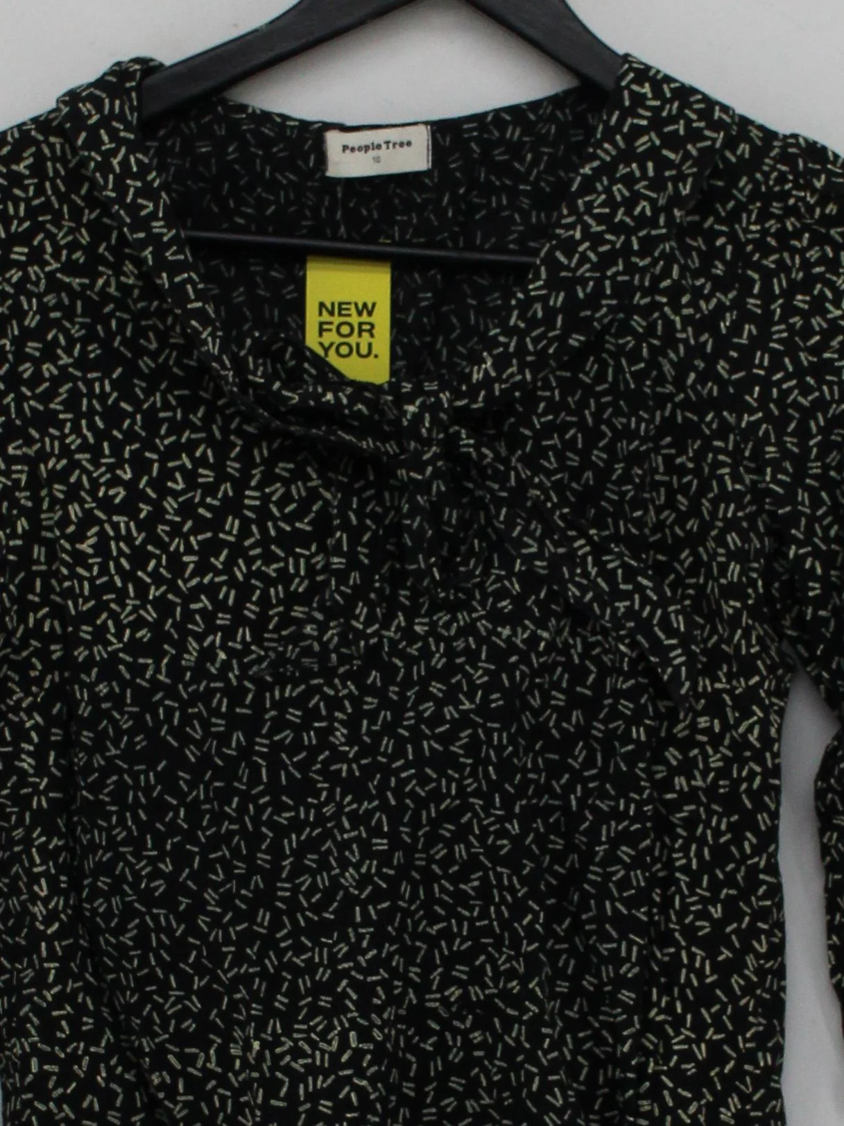 People Tree Women's Top UK 10 Black 100% Cotton 3/4 Sleeve Round Neck Basic - Image 3