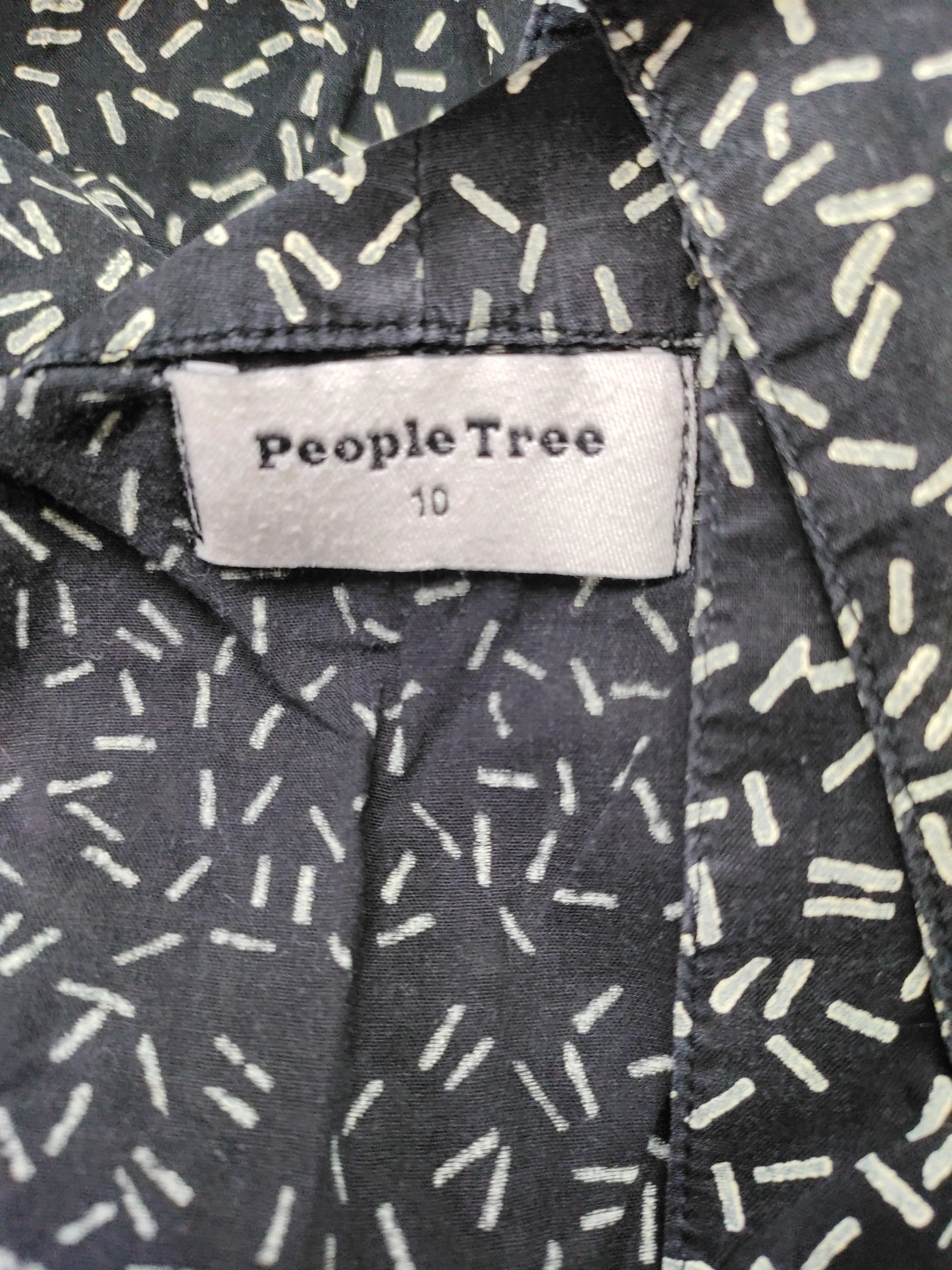 People Tree Women's Top UK 10 Black 100% Cotton 3/4 Sleeve Round Neck Basic - Image 5